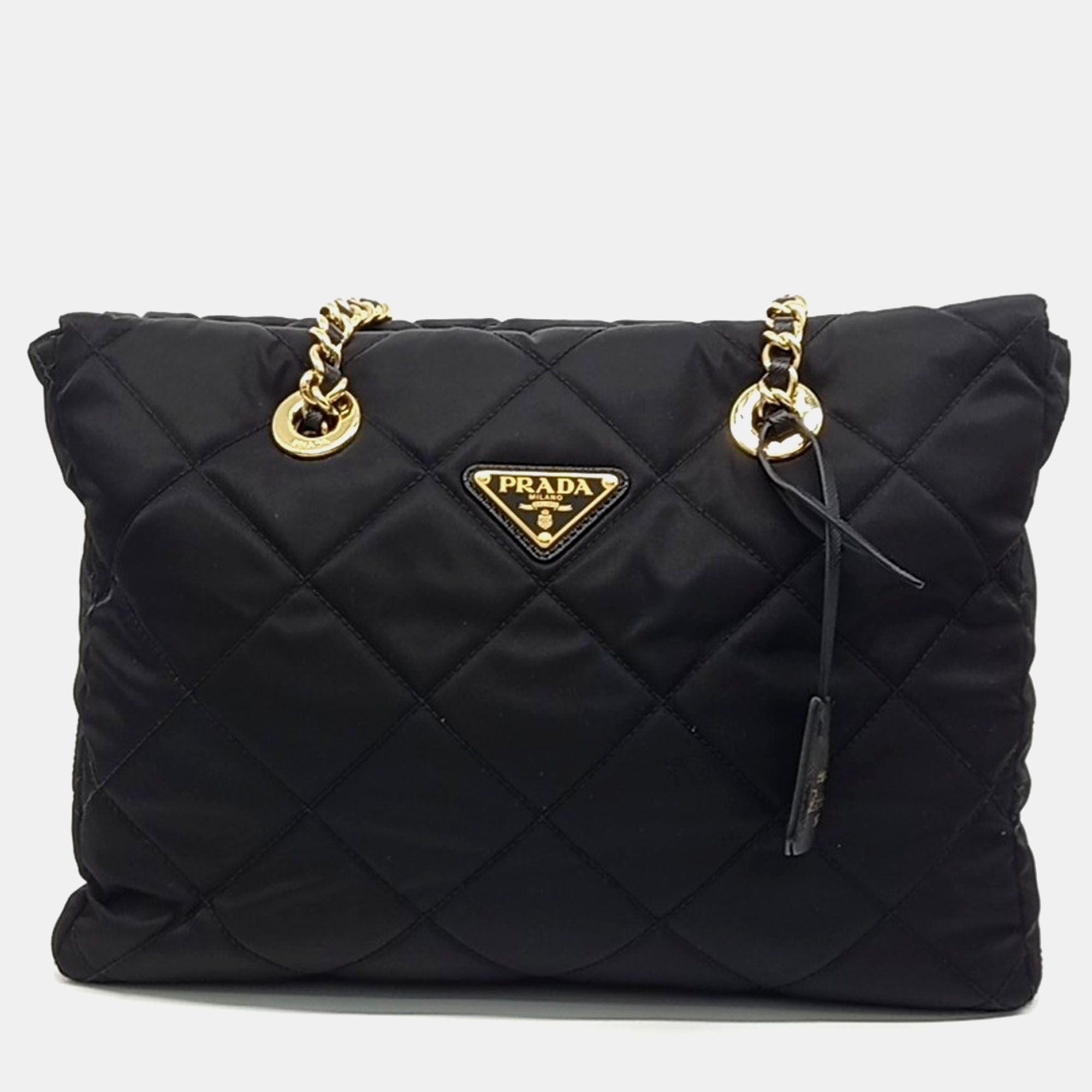 Pre-owned Prada Black Nylon Re-edition 1995 Re-nylon Chain Shoulder Bag