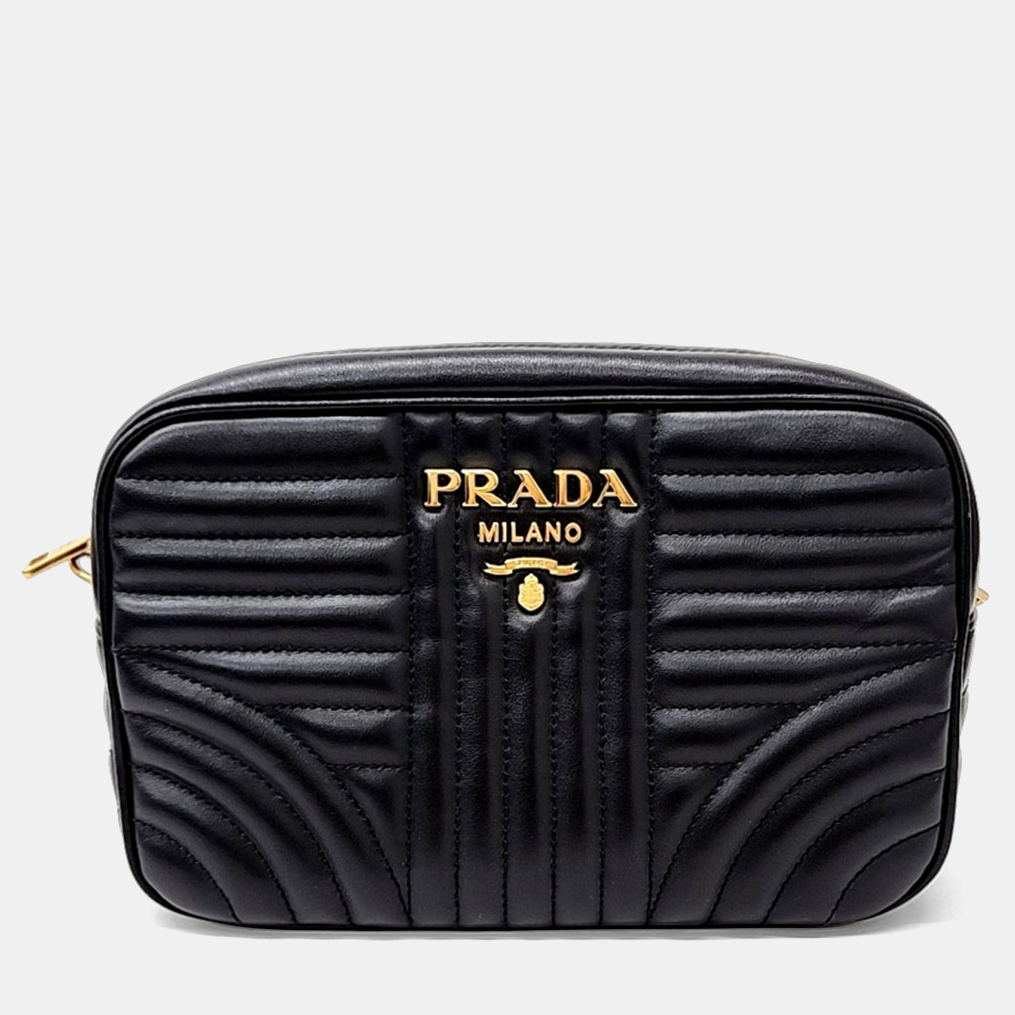 

Prada Black Leather Soft Calf Diagram Crossbody Bag