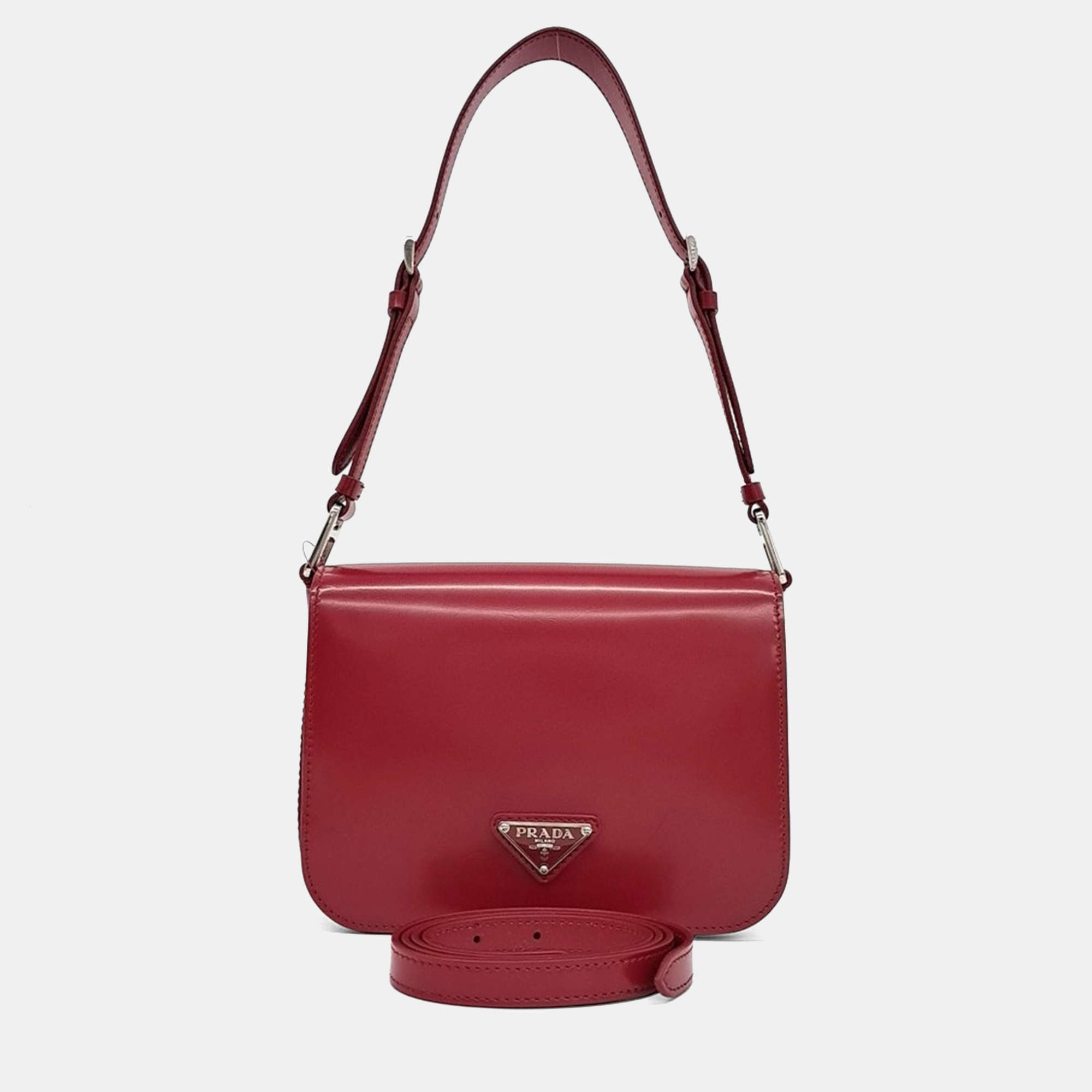 

Prada Red Leather Brushed Shoulder Bag