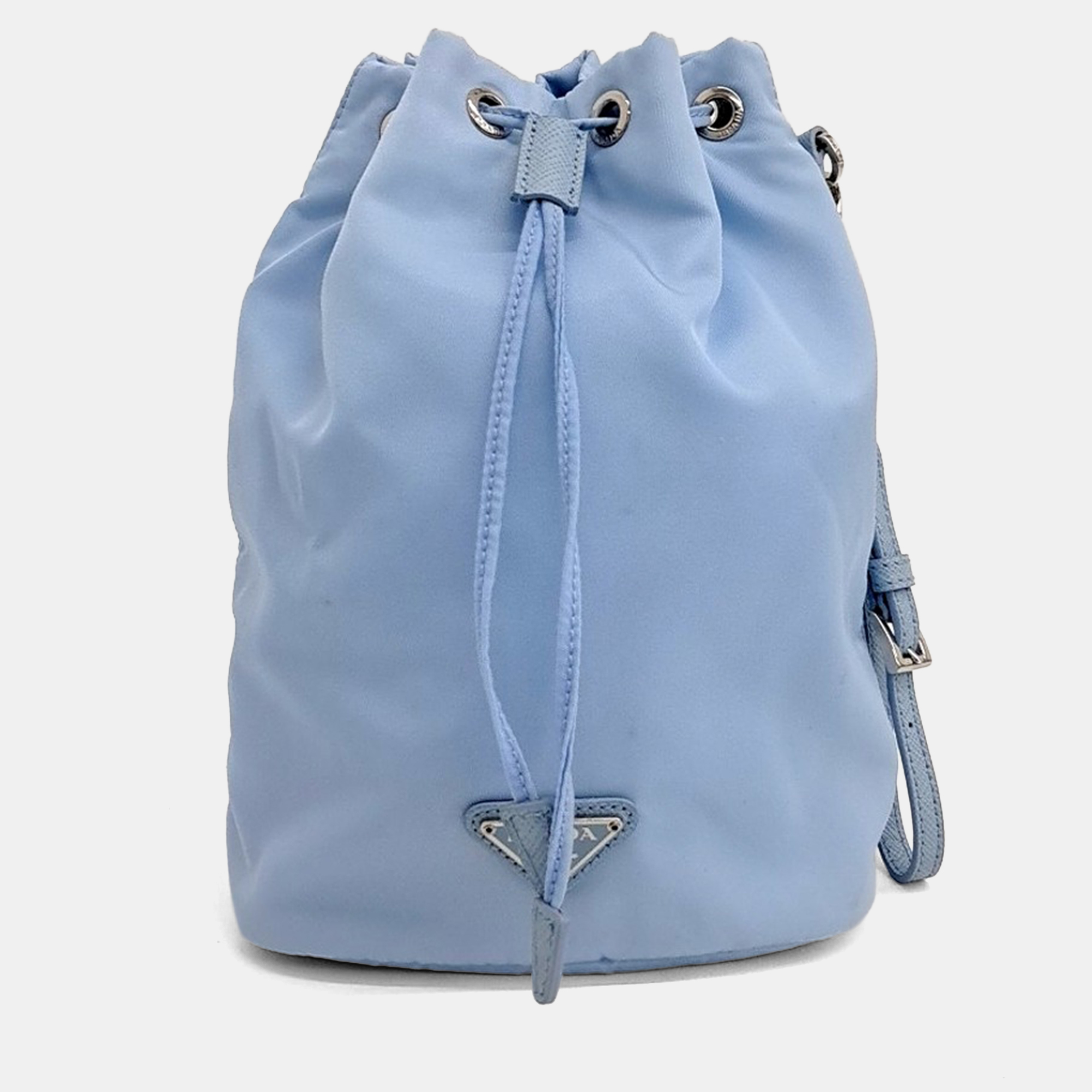 Pre-owned Prada Blue Nylon Re-nylon Bucket Pouch