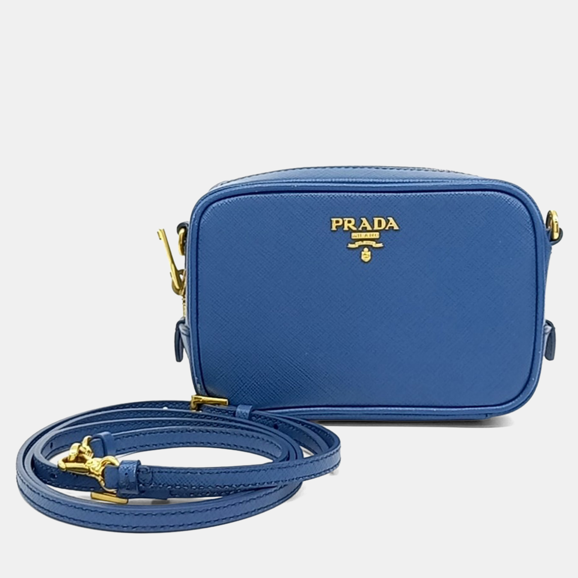 

Prada Blue Leather Saffiano Mini Crossbody Bag