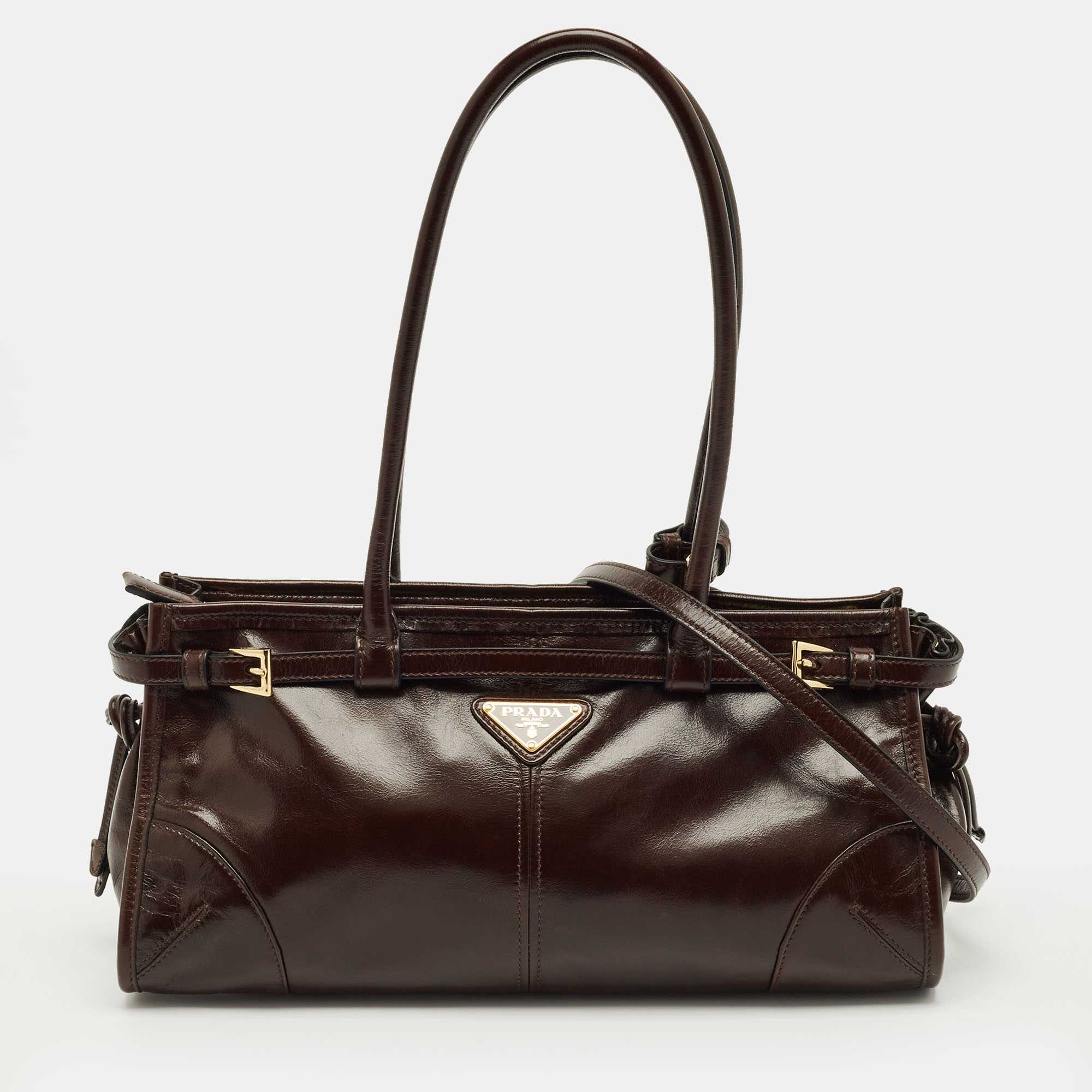 

Prada Dark Brown Leather  Bonnie Shoulder Bag