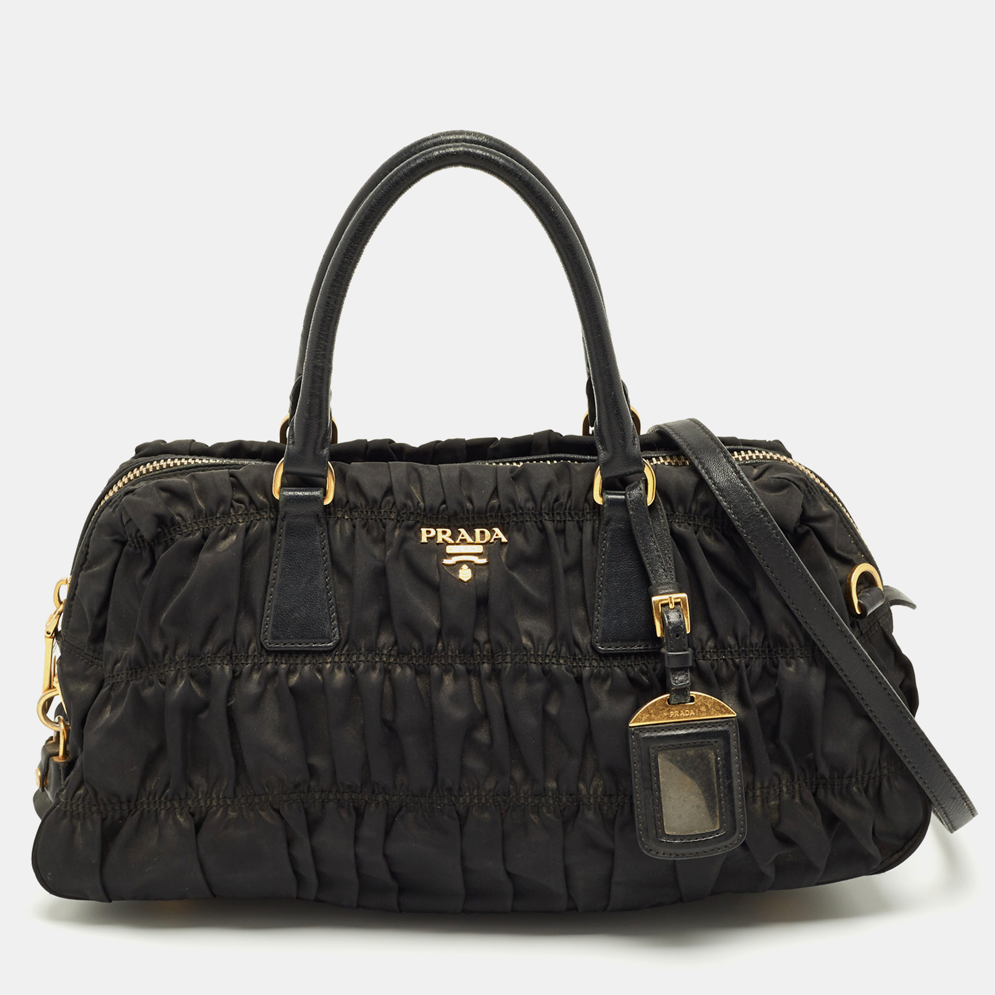 

Prada Black Leather and Nylon Gaufre Satchel