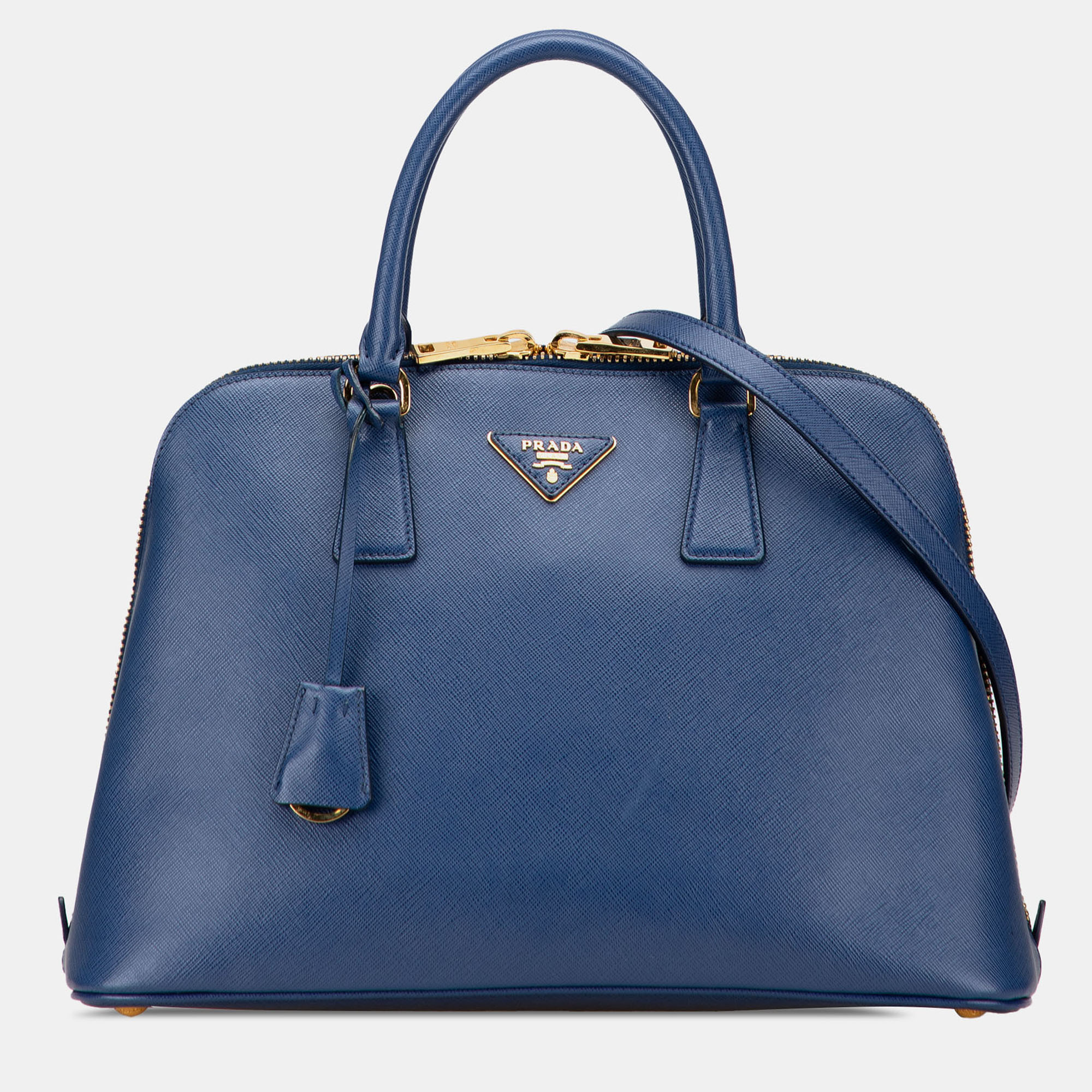 

Prada Blue Medium Saffiano Lux Promenade Satchel