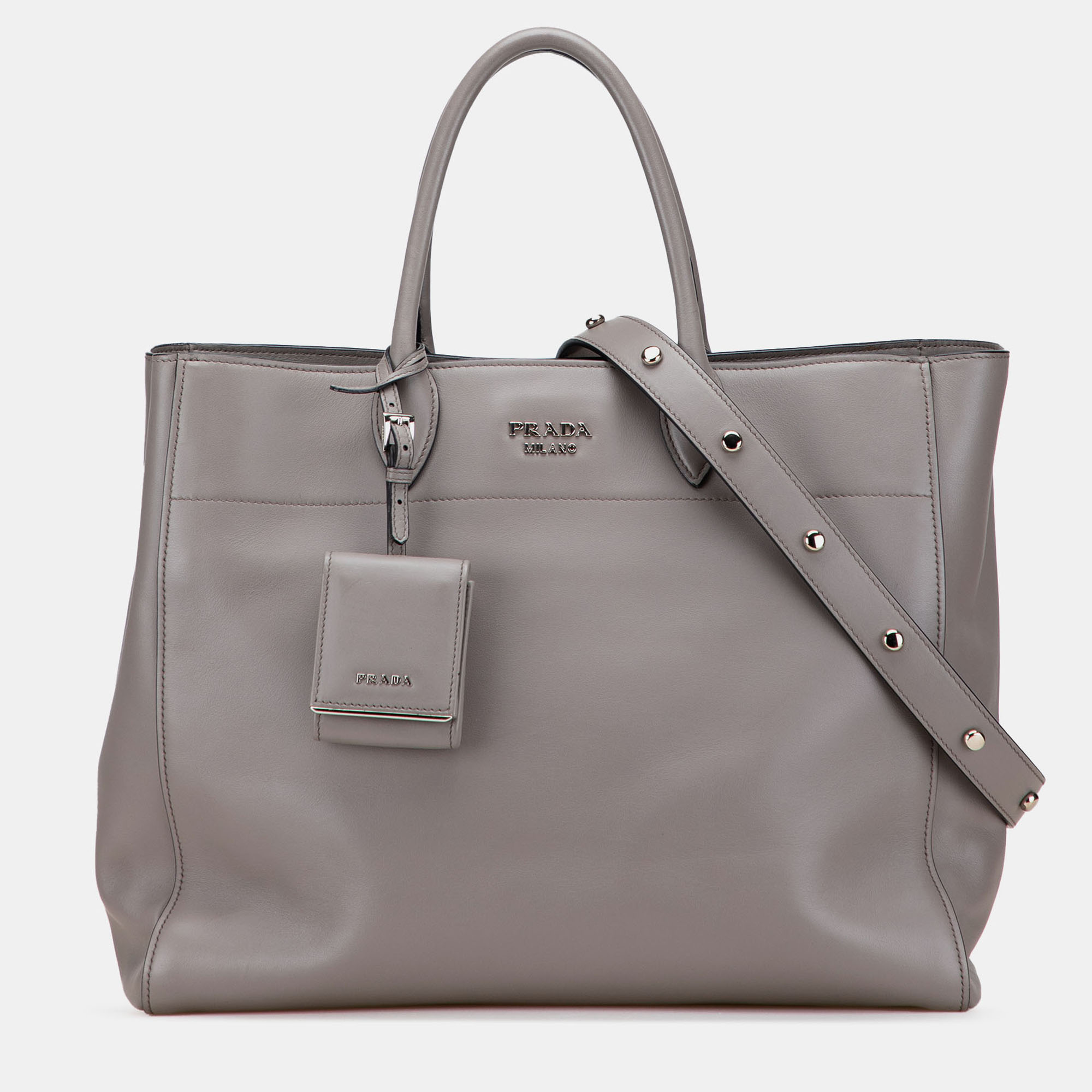 

Prada Grey City Calf Open Convertible Tote