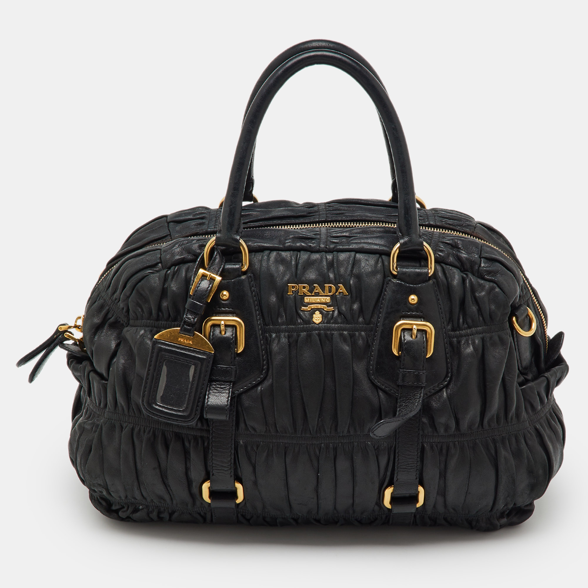 

Prada Black Nappa Leather Gaufre Satchel