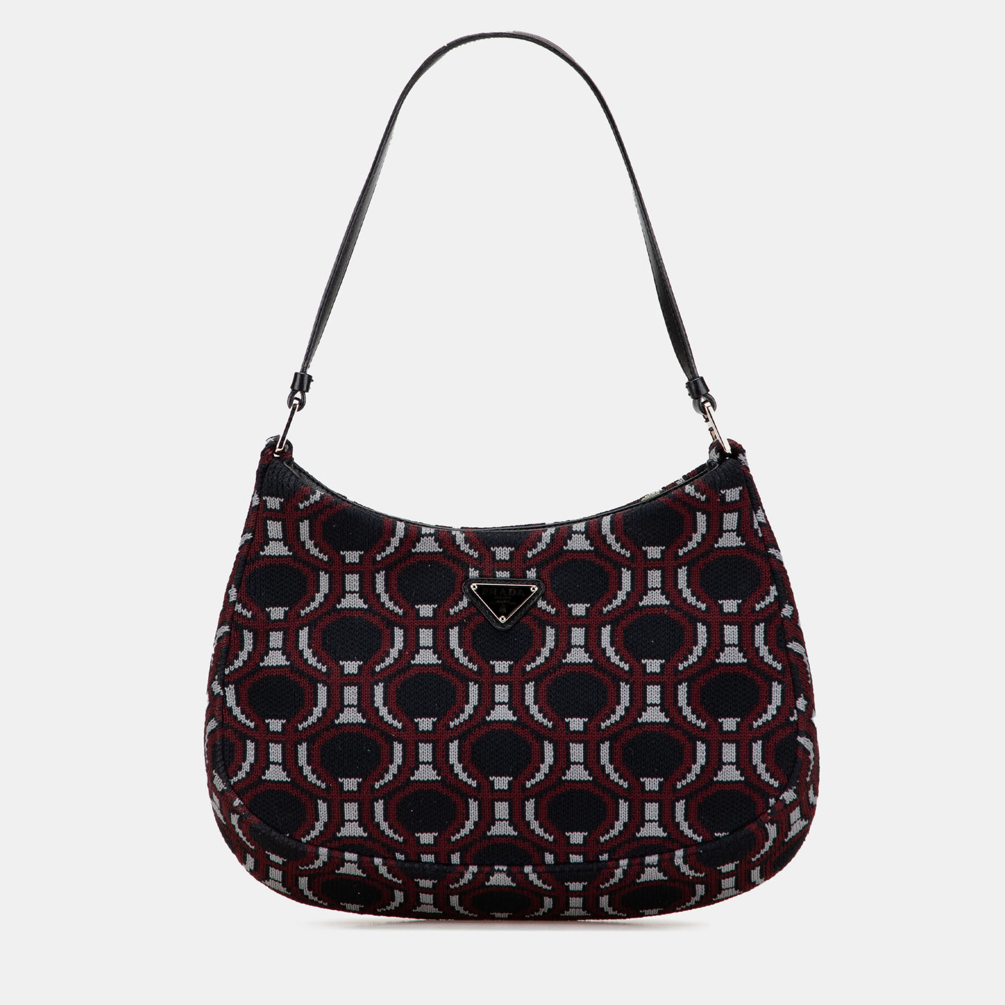 Pre-owned Prada Black Jacquard Knit Cleo Shoulder Bag