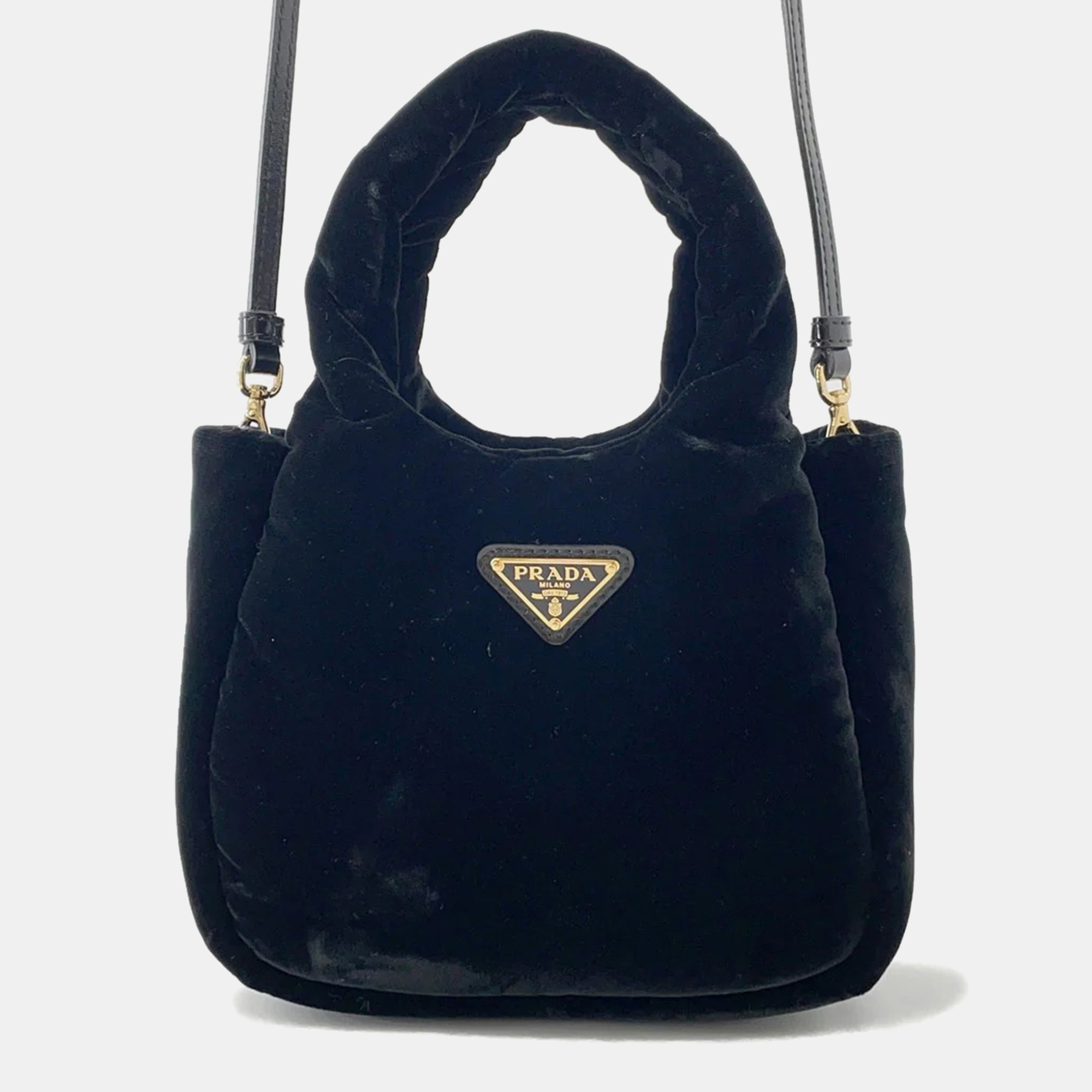 

Prada Padded 2-Way Handbag Black Velvet Size Mini