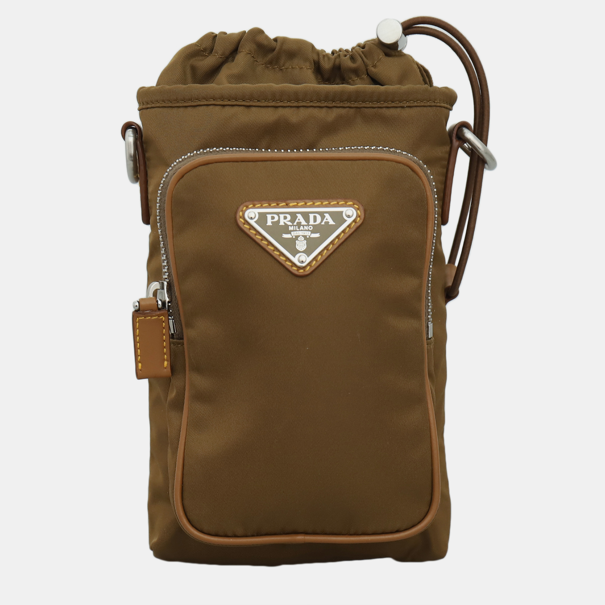 Pre-owned Prada Re-nylon Phone Bag In Brown