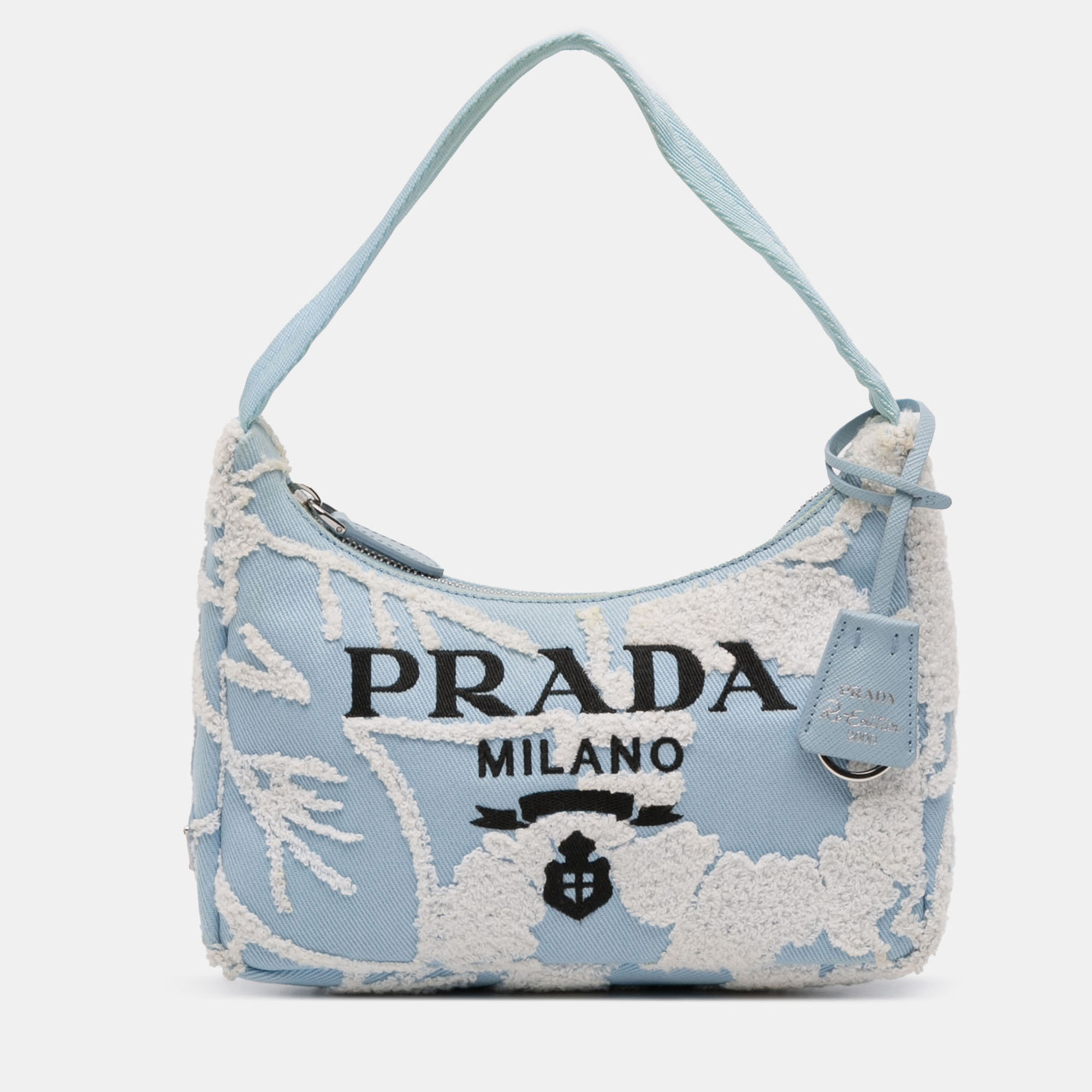 

Prada Blue Mini Embroidered Drill Re Edition 2000 Shoulder Bag