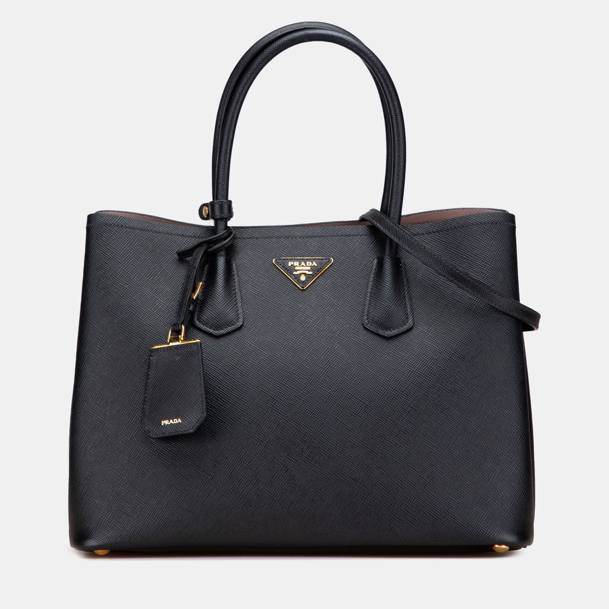 

Prada Black Medium Saffiano Cuir Double Satchel