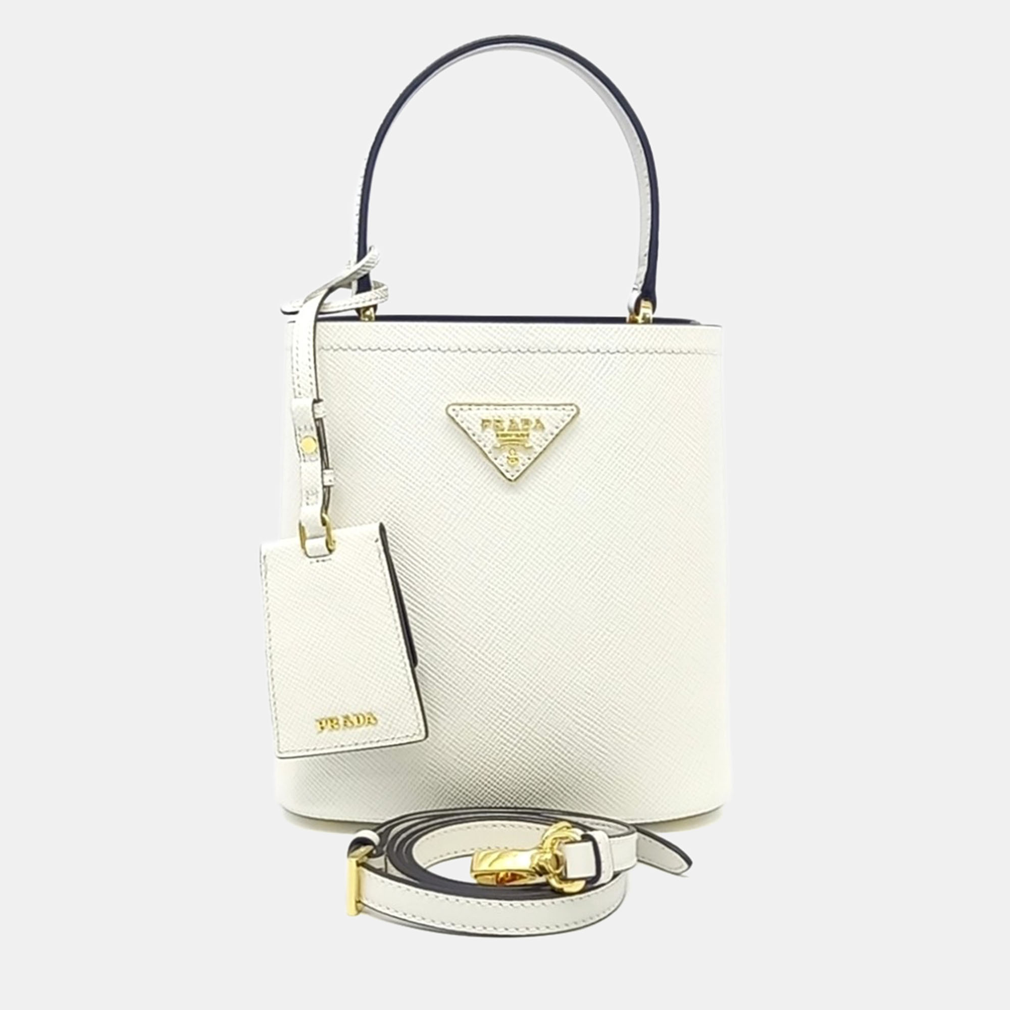 

Prada White Saffiano Leather Saffiano Double Tote and Shoulder Bag