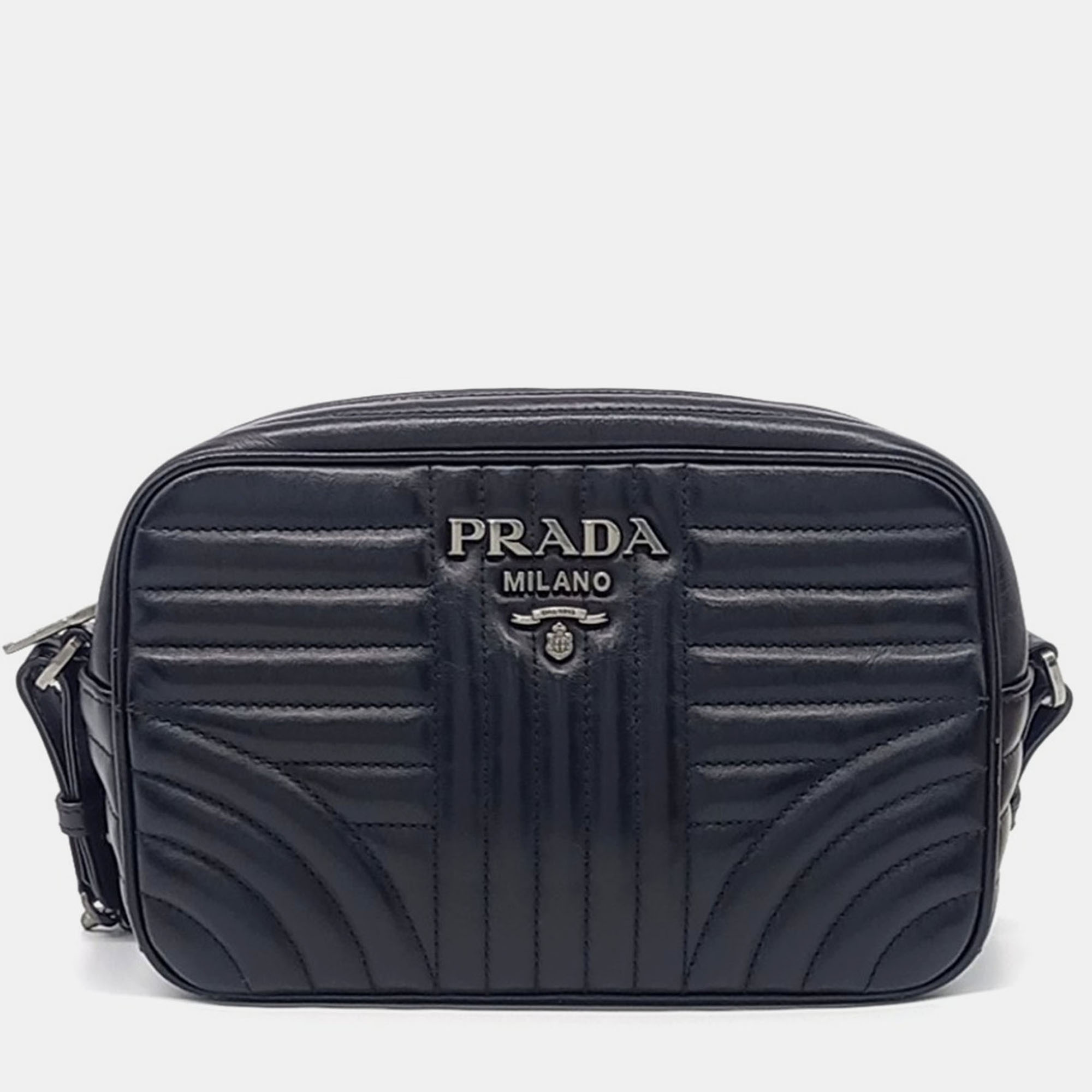 

Prada Black Leather Soft Calf Diagram Crossbody Bag