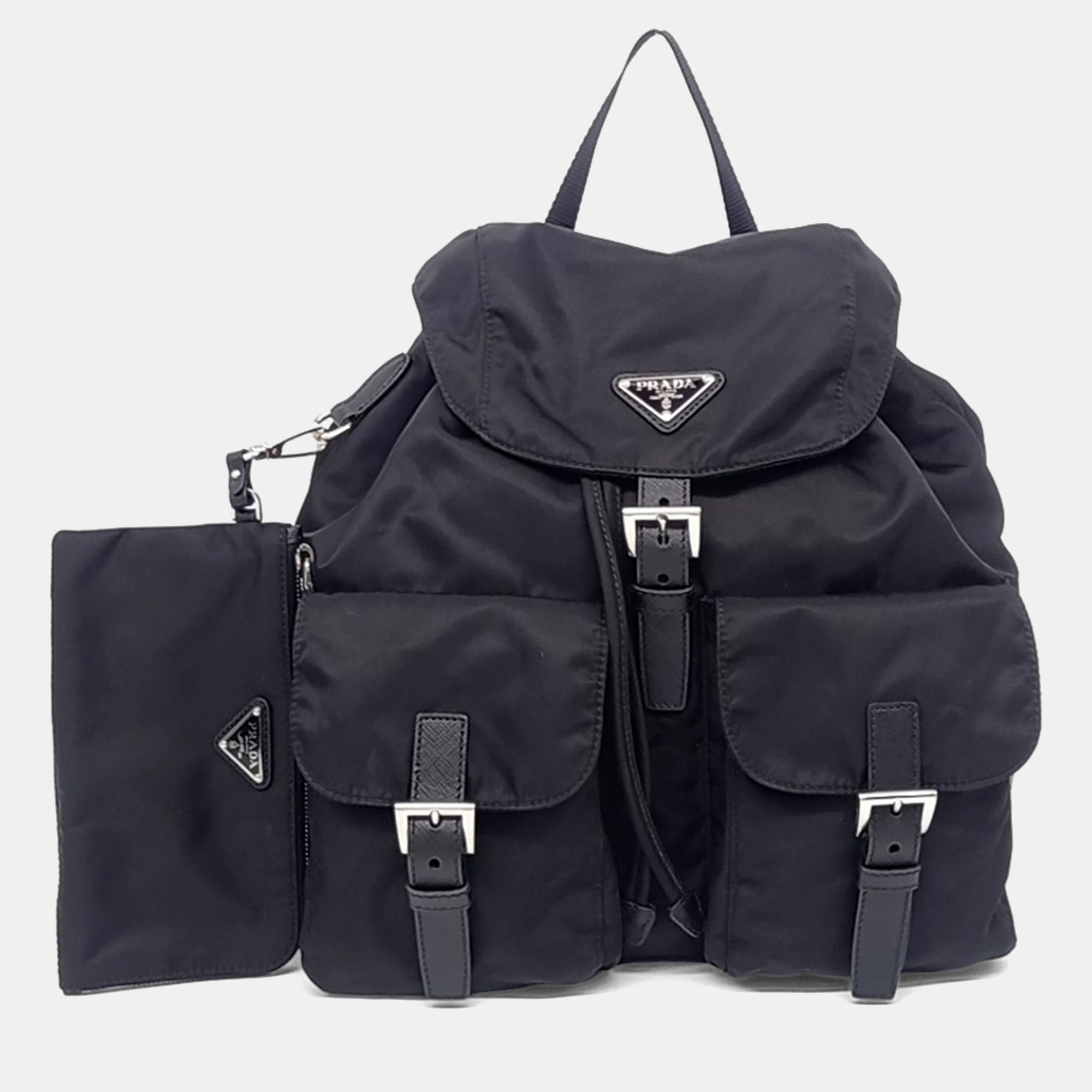 

Prada Black Nylon Re-Nylon Two-Pocket Backpack