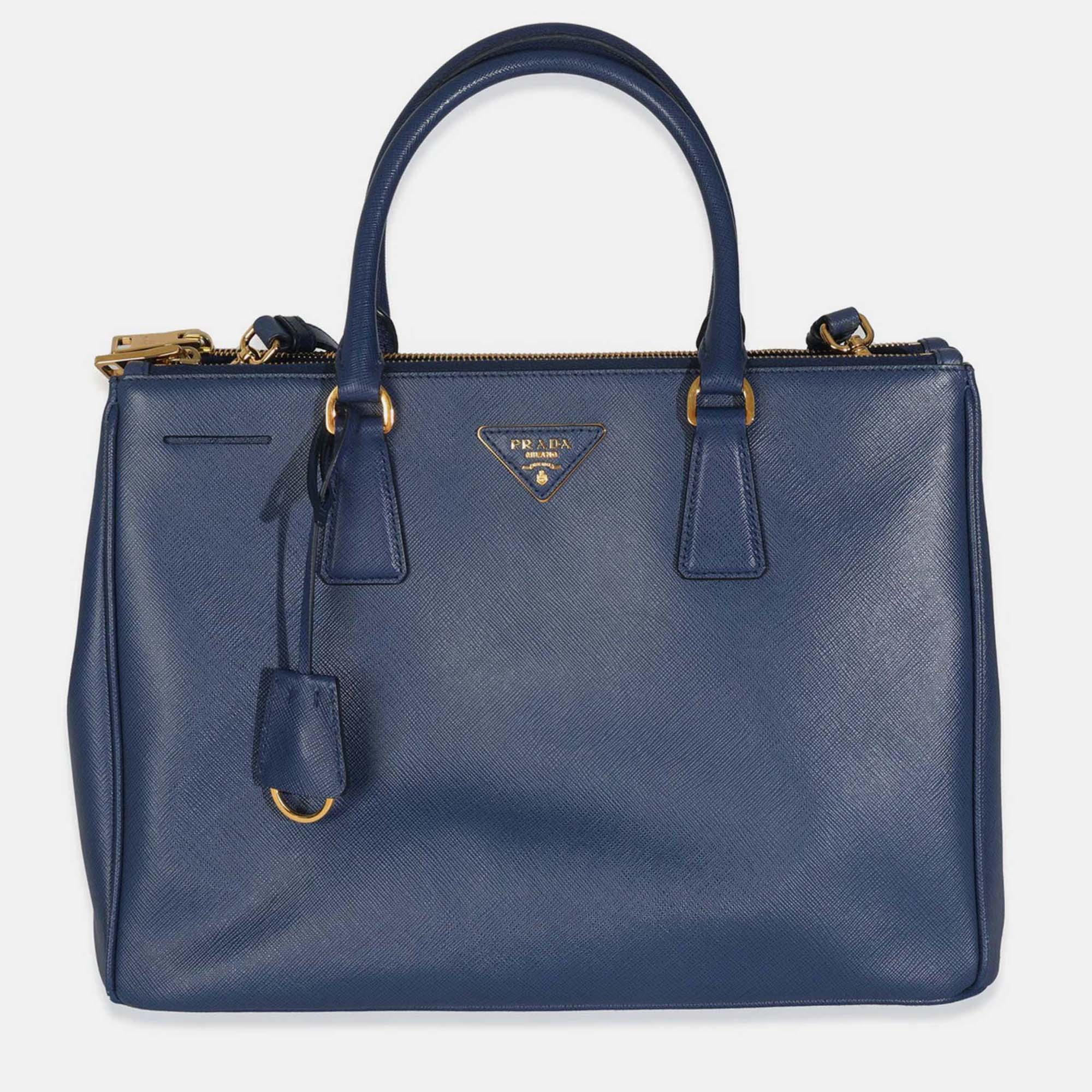 

Prada Navy Saffiano Medium Galleria Double Zip Tote, Blue