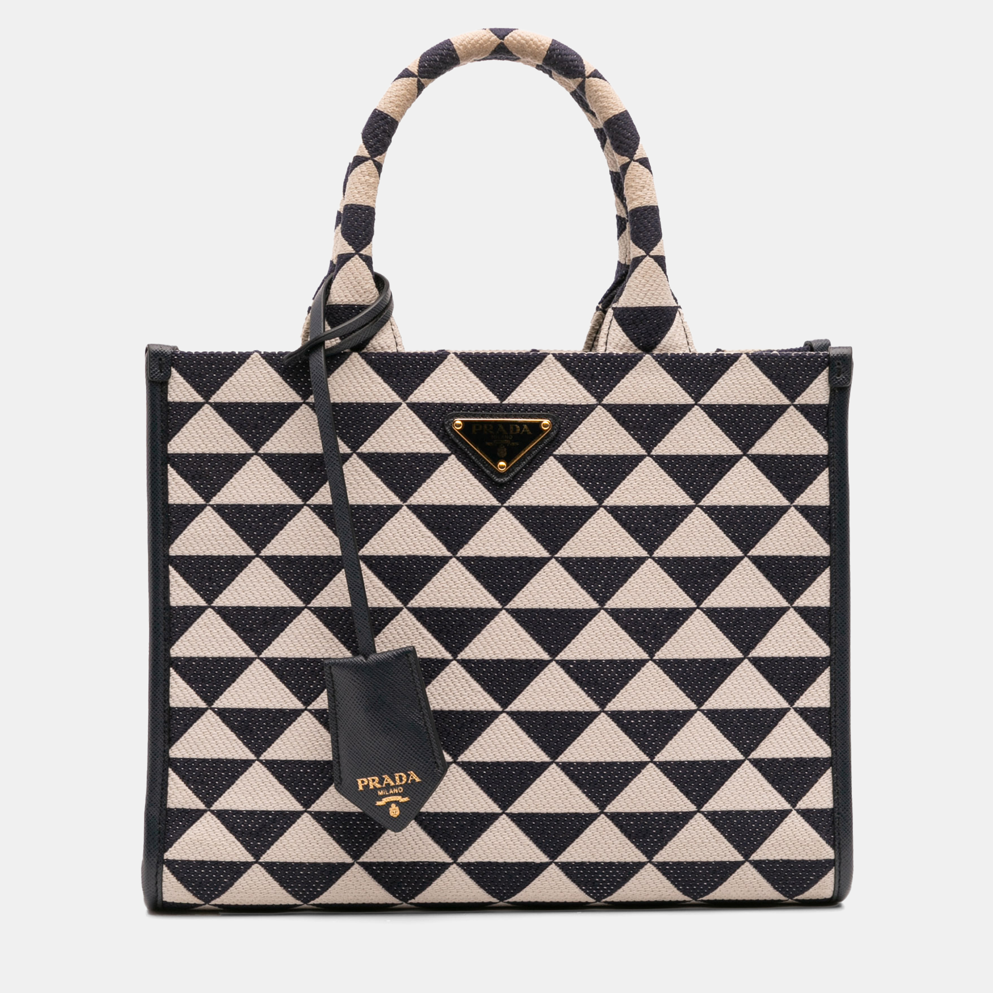 

Prada Blue Small Canvas Symbole Triangolo Satchel