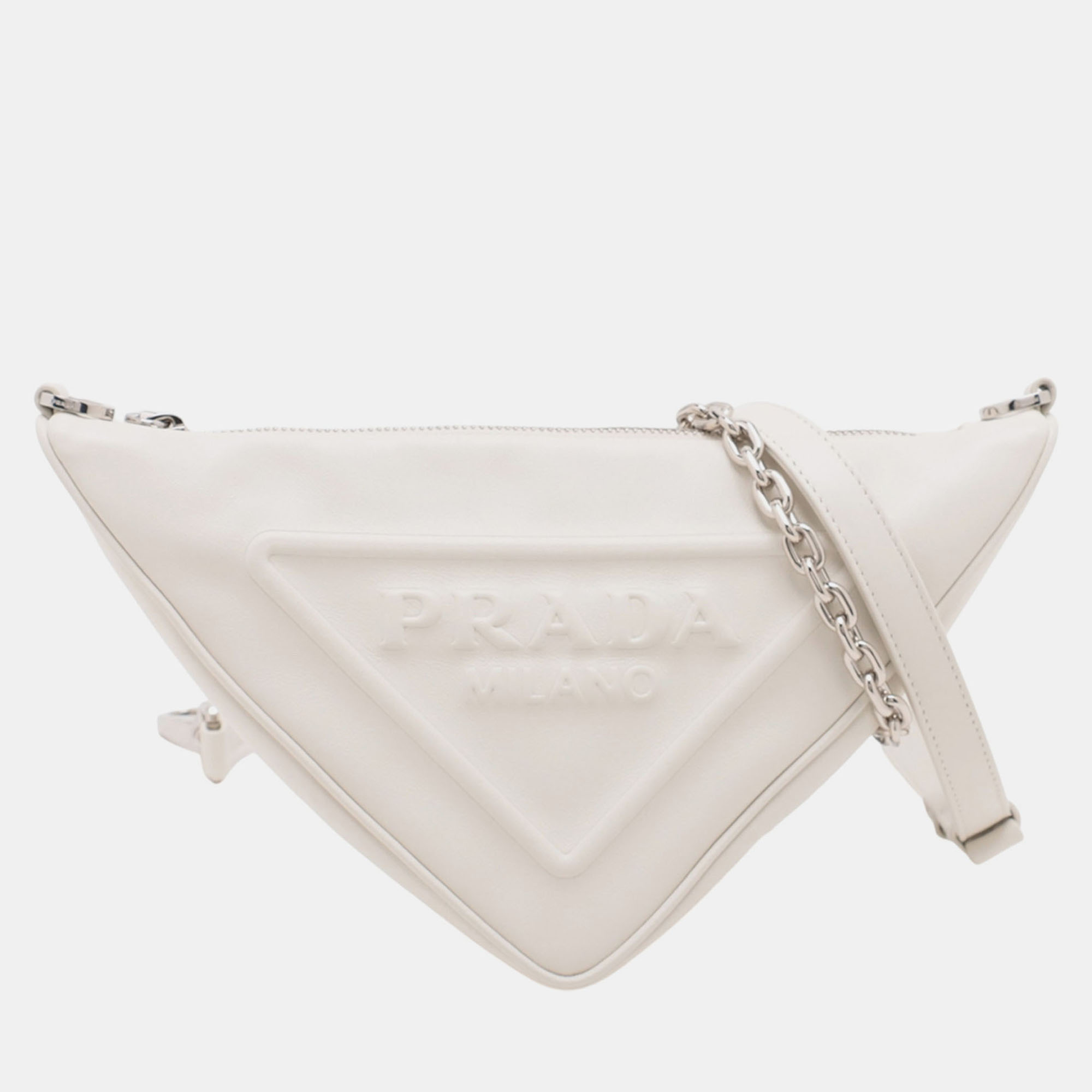 

Prada White Grace Lux Triangle Crossbody