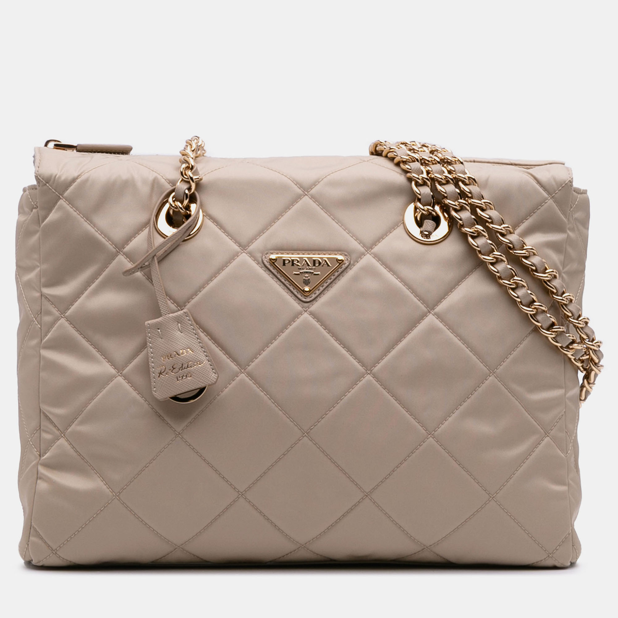 

Prada Brown Medium Re-Nylon Re-Edition 1995 Chaine Shoulder Bag