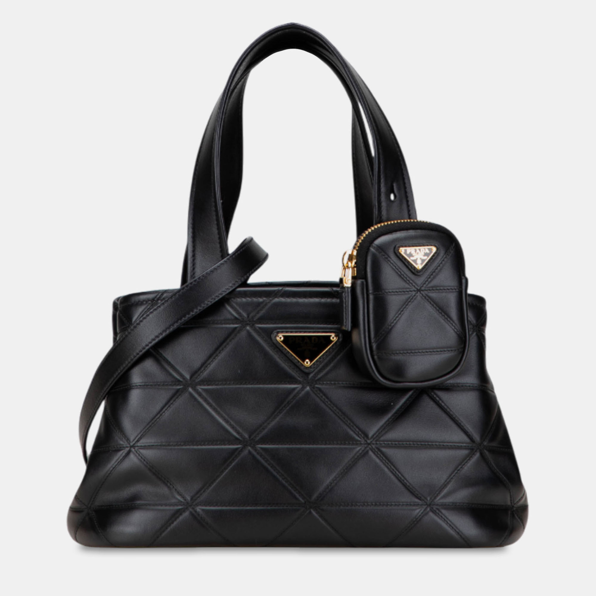 

Prada Black Small Quilted Lambskin Satchel