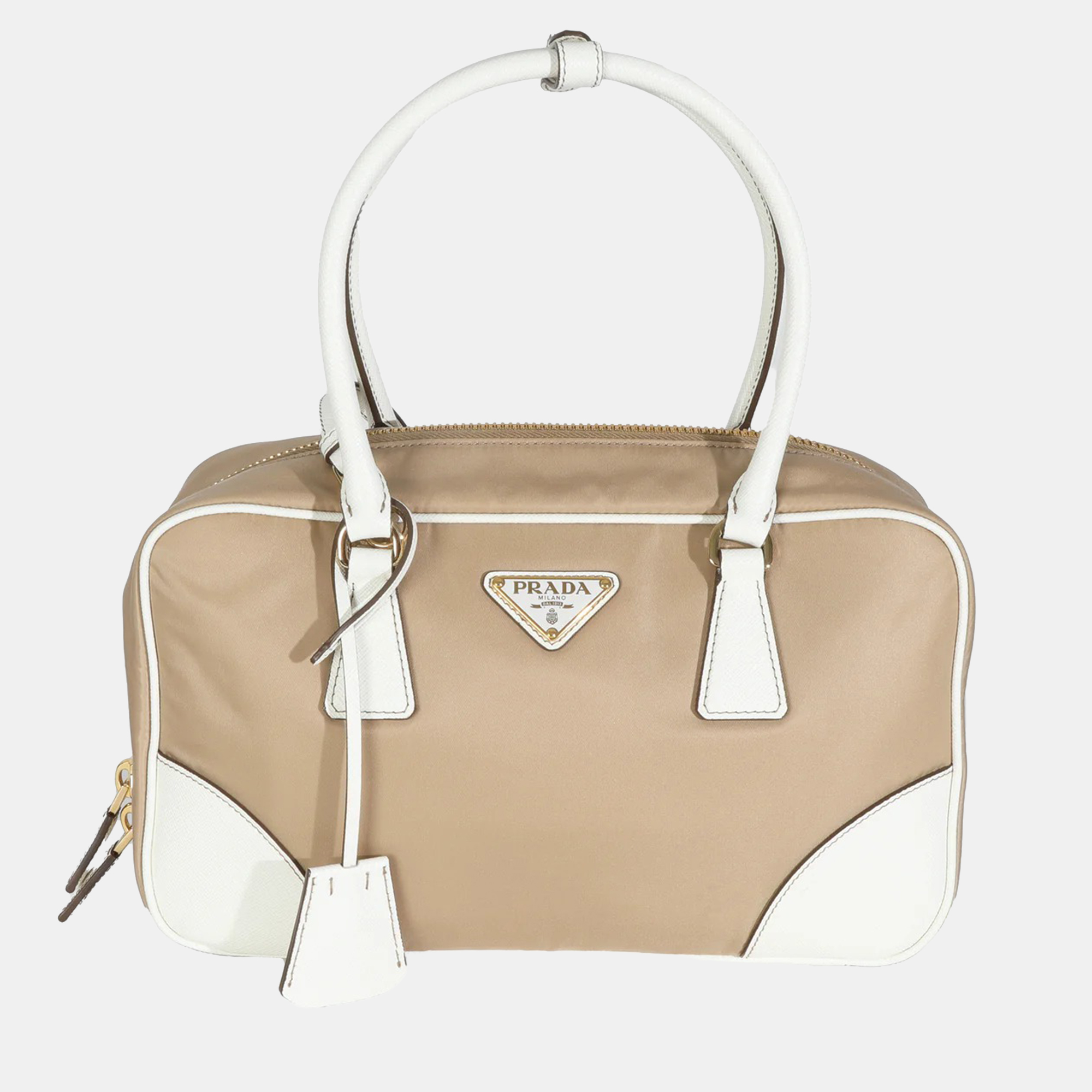 

Prada Beige White Re-Nylon Saffiano Medium Re-Edition 1978