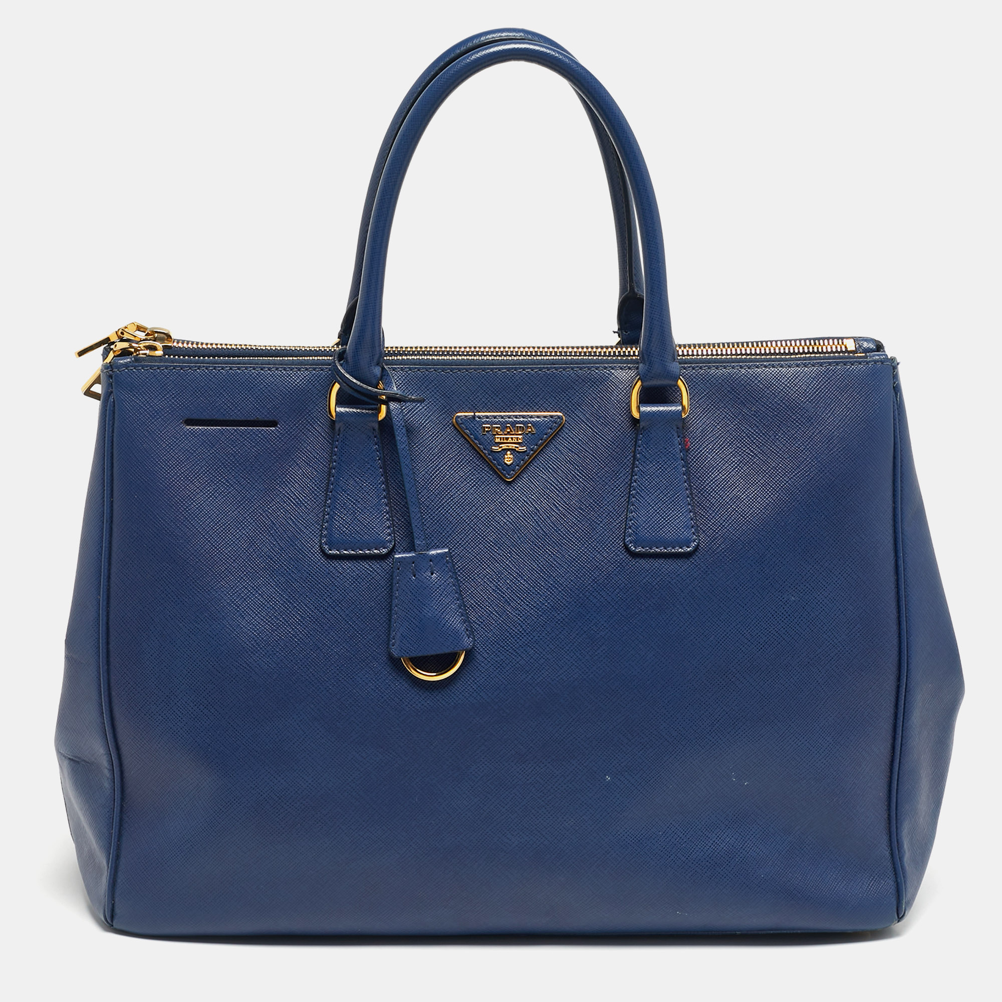 

Prada Navy Blue Saffiano Lux Leather  Double Zip Tote