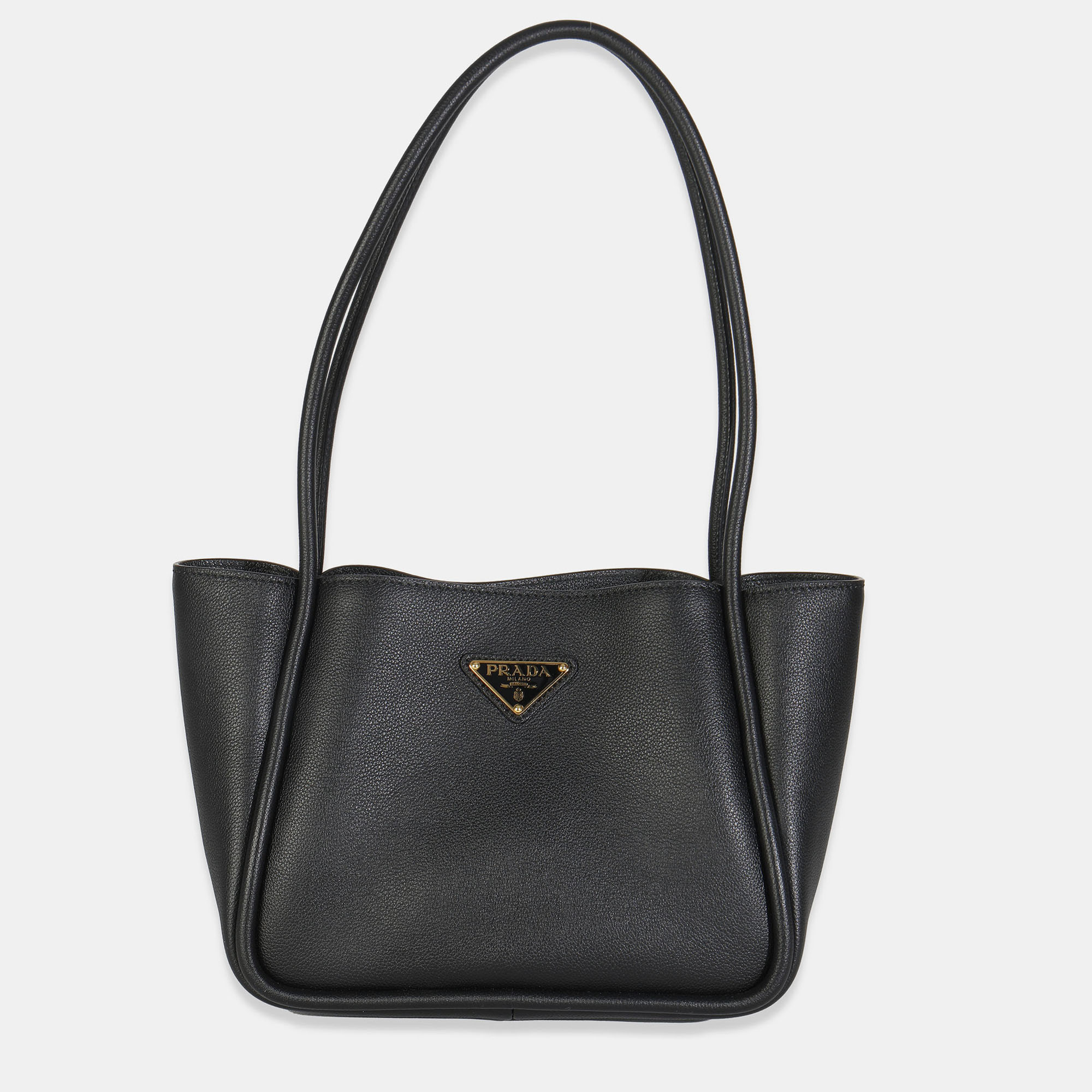 

Prada Black Soft Grain Leather Mini Shopping Tote Bag