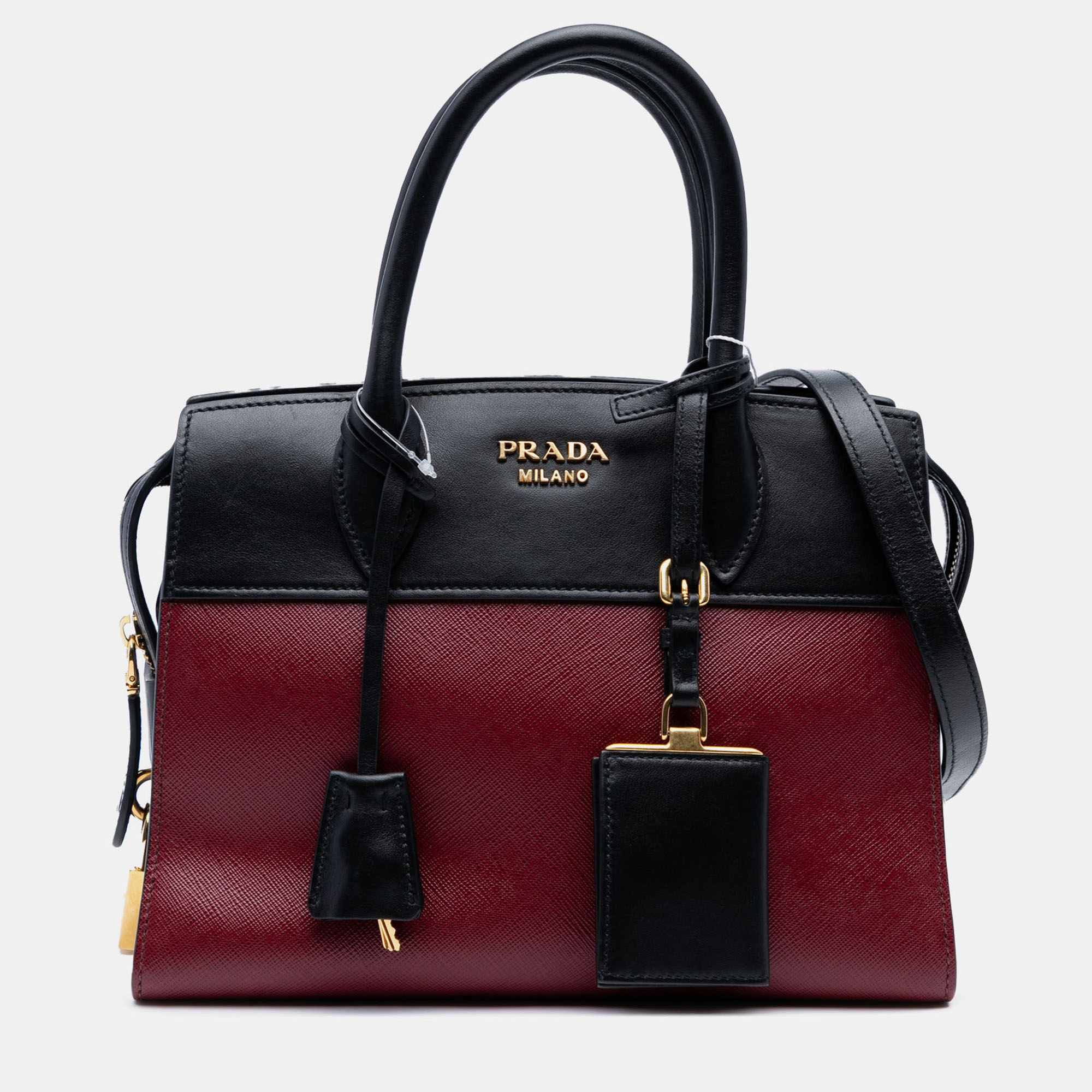 

Prada Small Saffiano And City Calf Esplanade Satchel, Red
