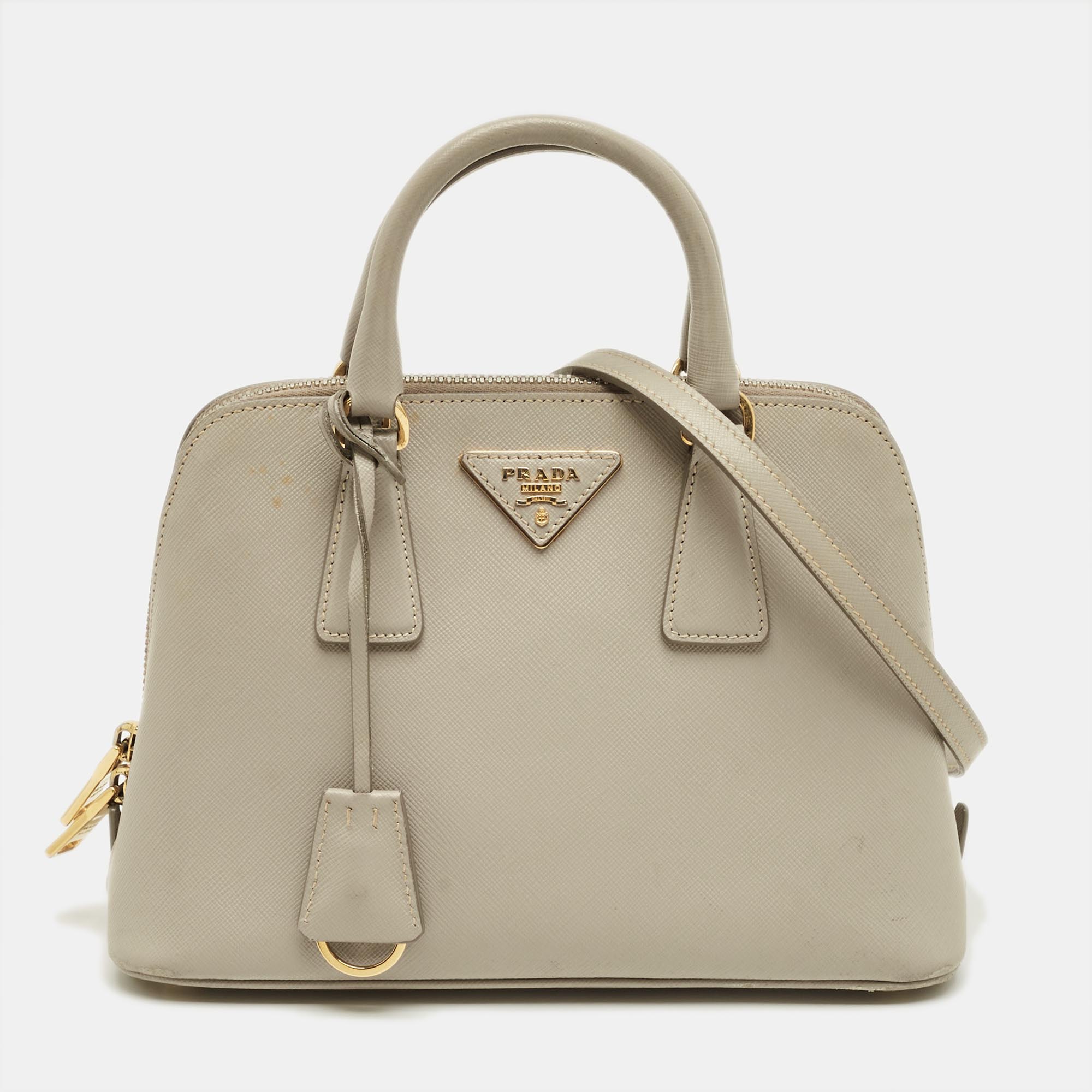 

Prada Beige Saffiano Leather  Promenade Satchel