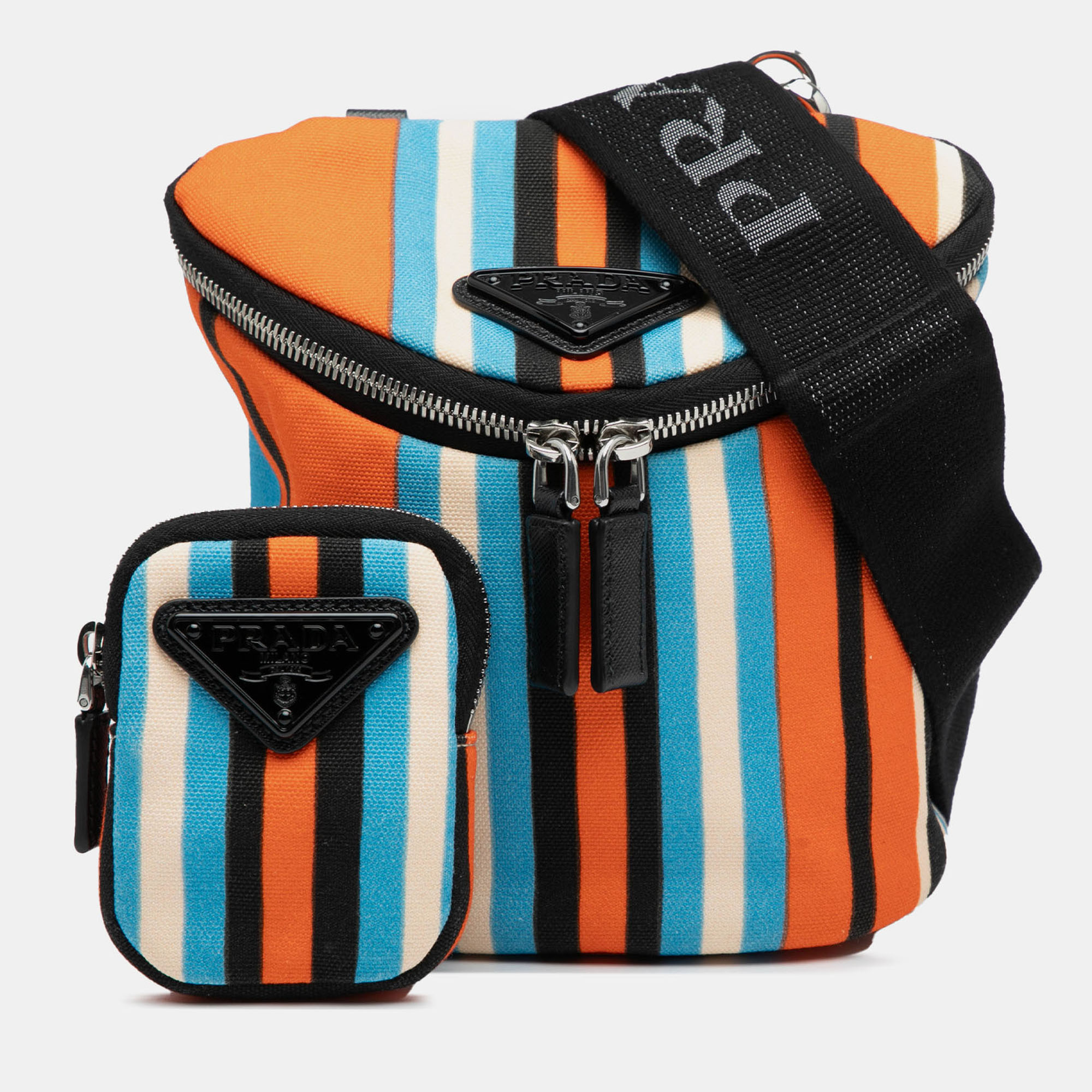 

Prada Orange Canvas Canapa Baiadera Crossbody