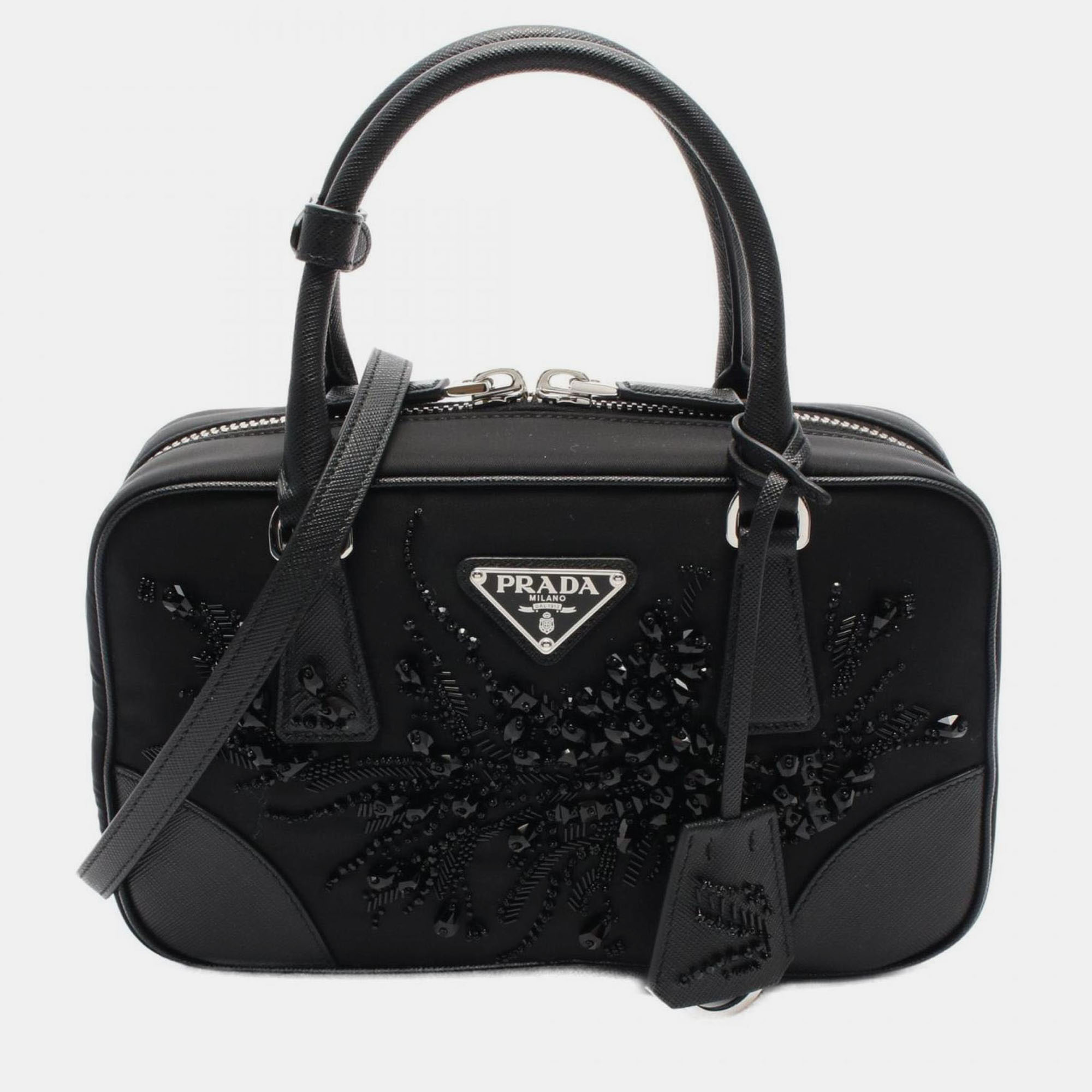 

Prada Tessuto+Saffiano Handbag In Nylon And Saffiano Leather Black