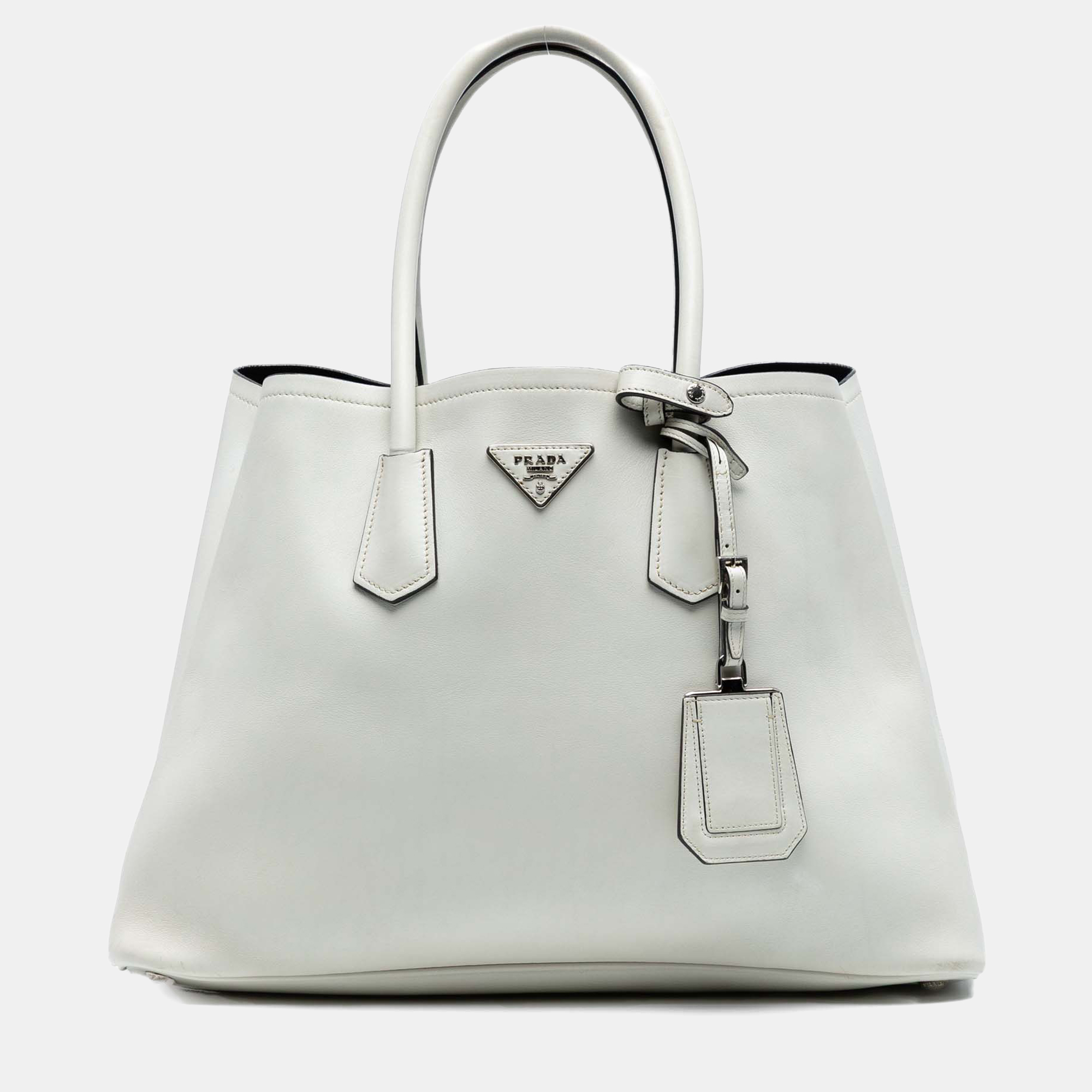 

Prada White Large City Calf Double Satchel
