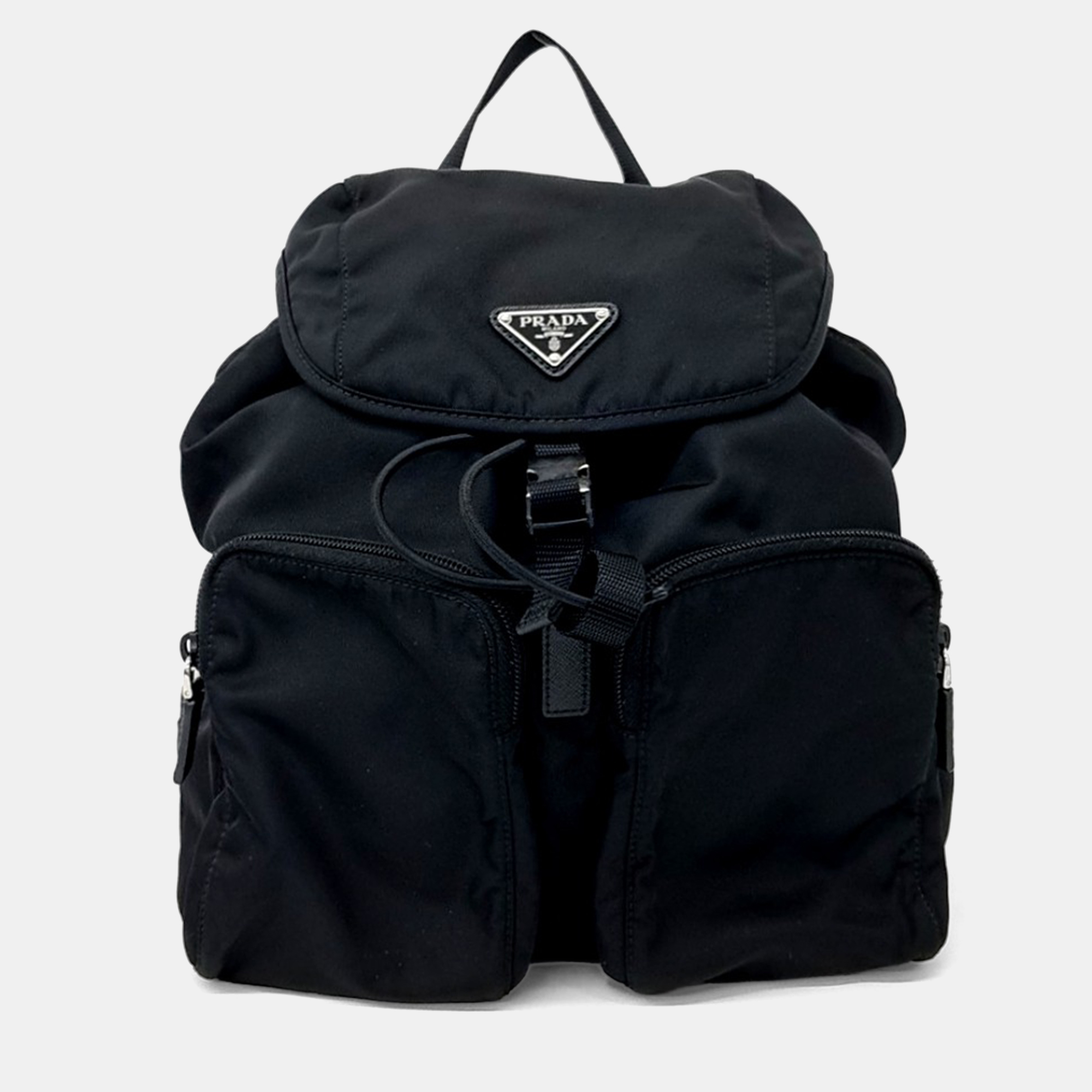 Pre-owned Prada Black Nylon Tesuto Two-pocket Backpack