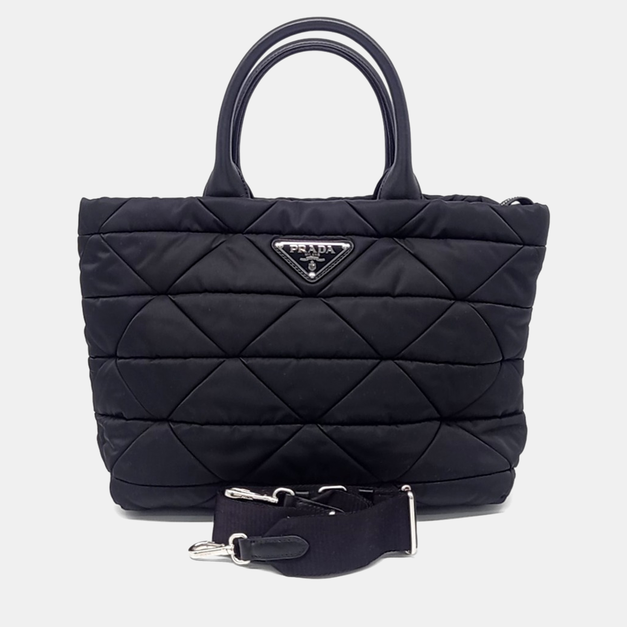 

Prada Black Nylon Re-Nylon Tessuto Quilted Tote and Shoulder Bag