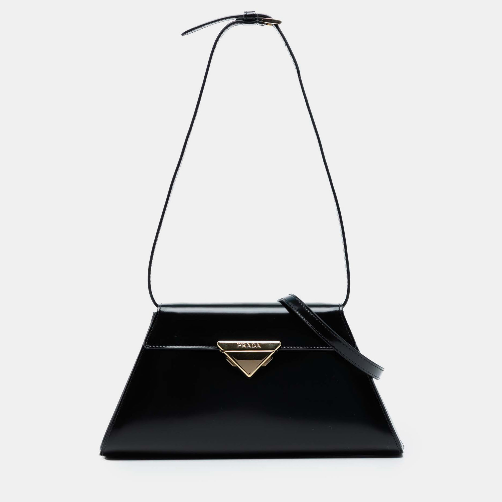 

Prada Black Medium Brushed Leather Satchel