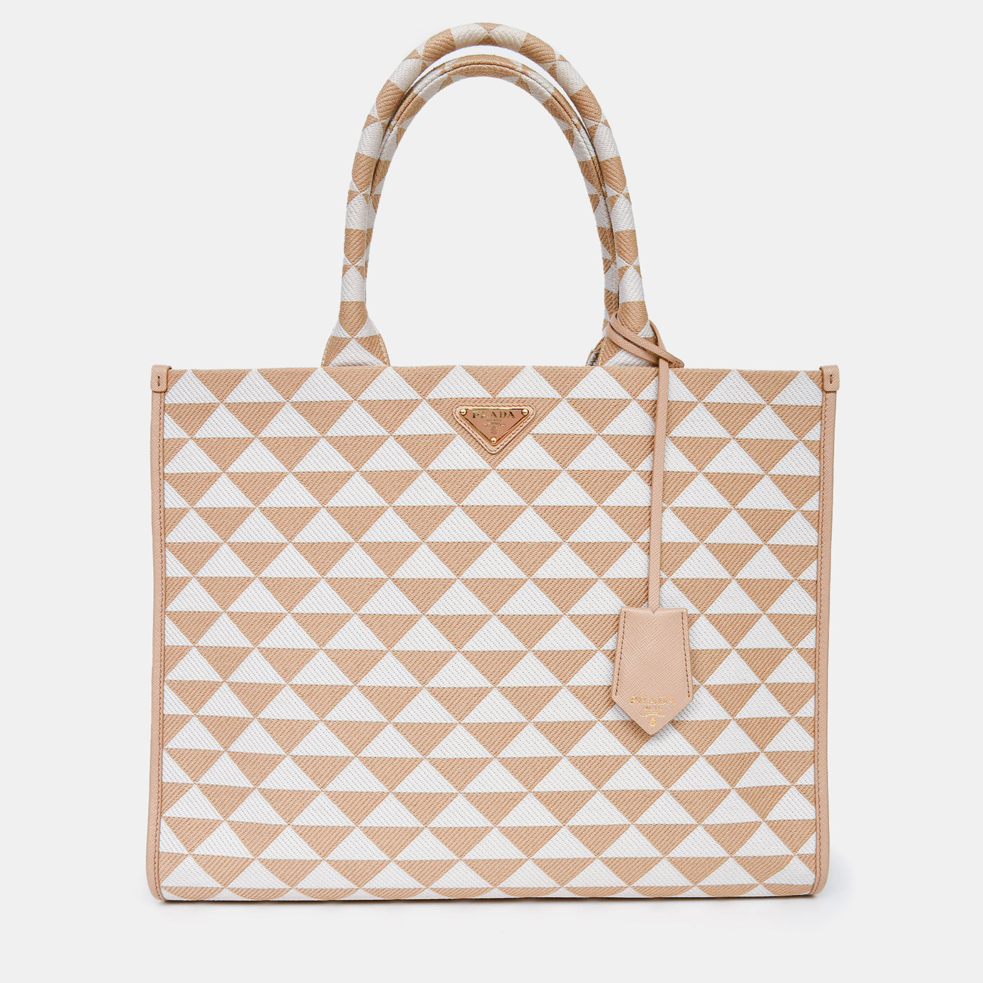 

Prada Beige/White Woven Large Symbole Tote