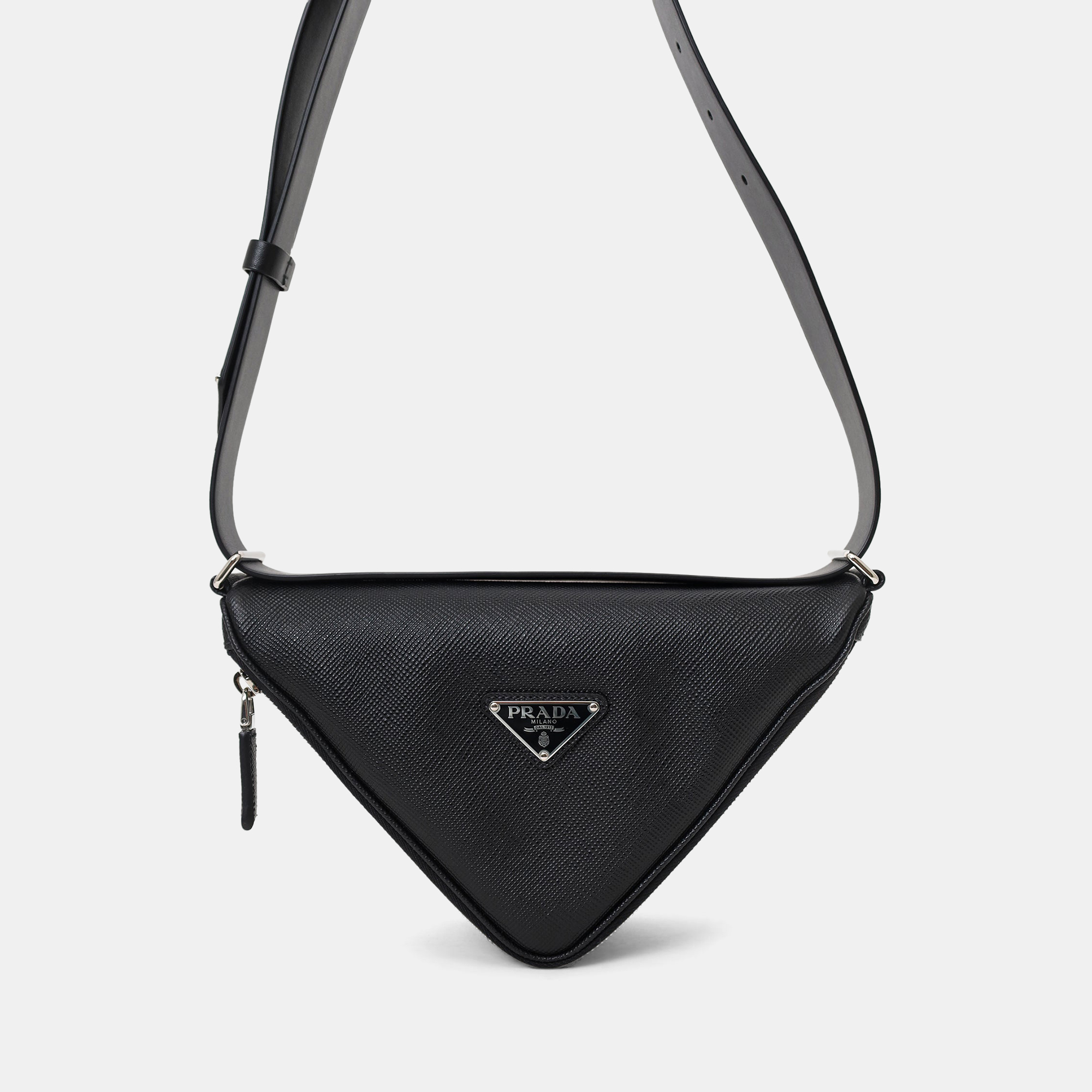 

Prada Black Saffiano Letter Triangle Shoulder Bag