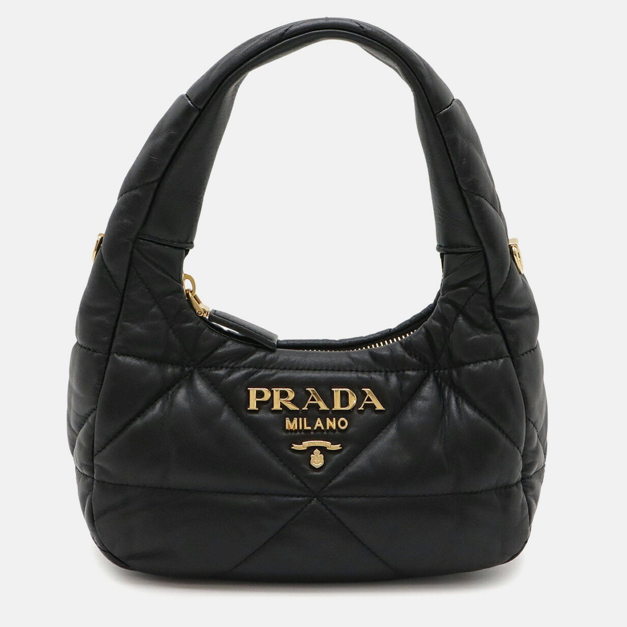 

Prada Quilted Padded Nappa Leather Handbag In Black Nero