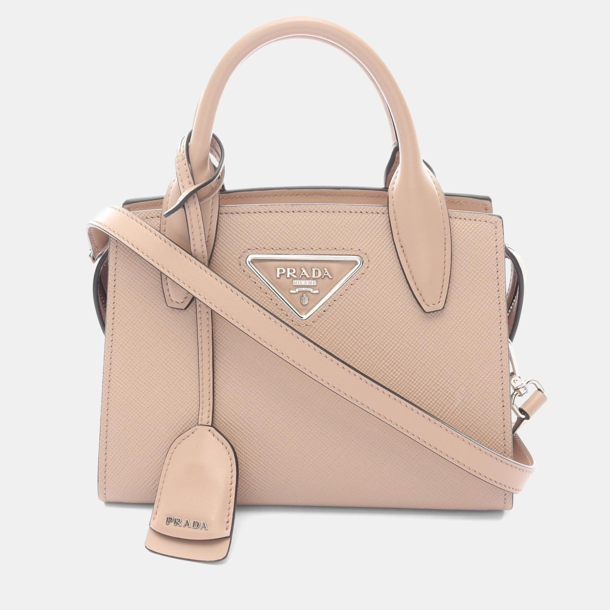 

Prada Saffiano Cuir Monochrome Beige Leather Shoulder Bag