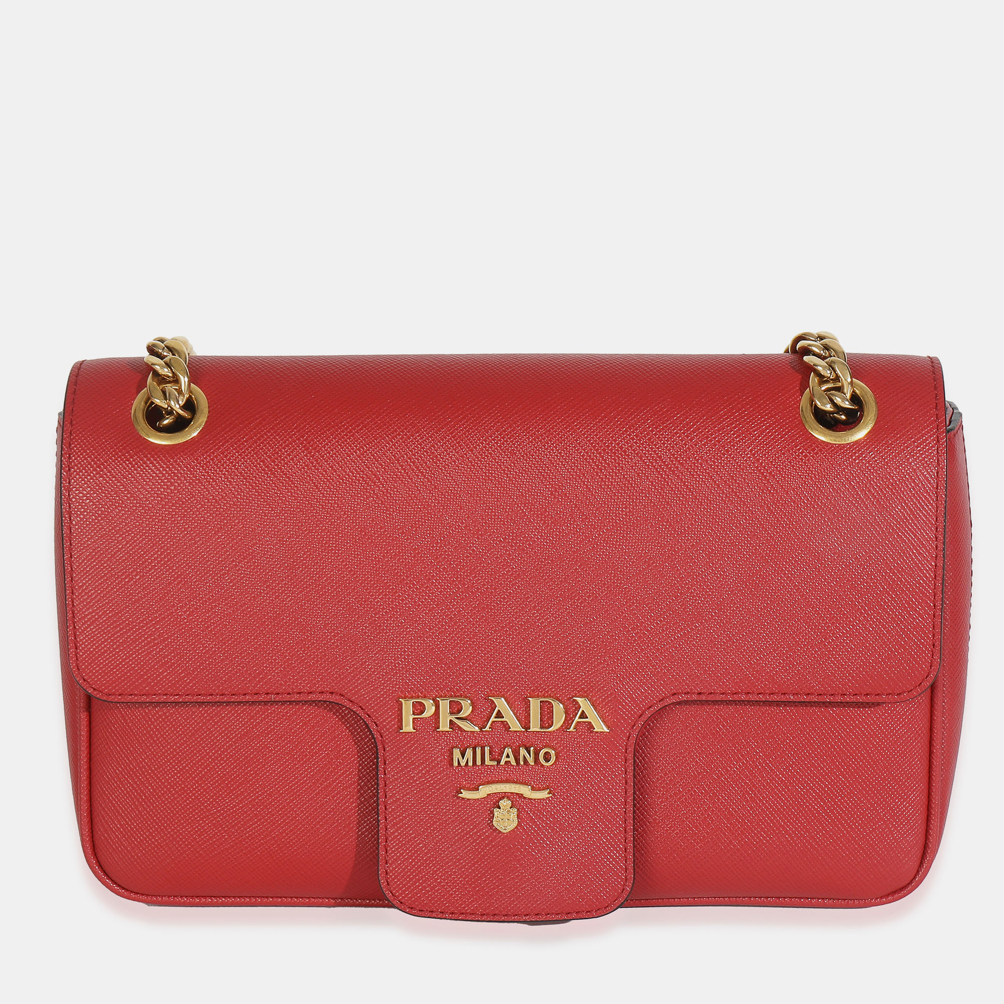 

Prada Red Saffiano Pattina Flap Bag