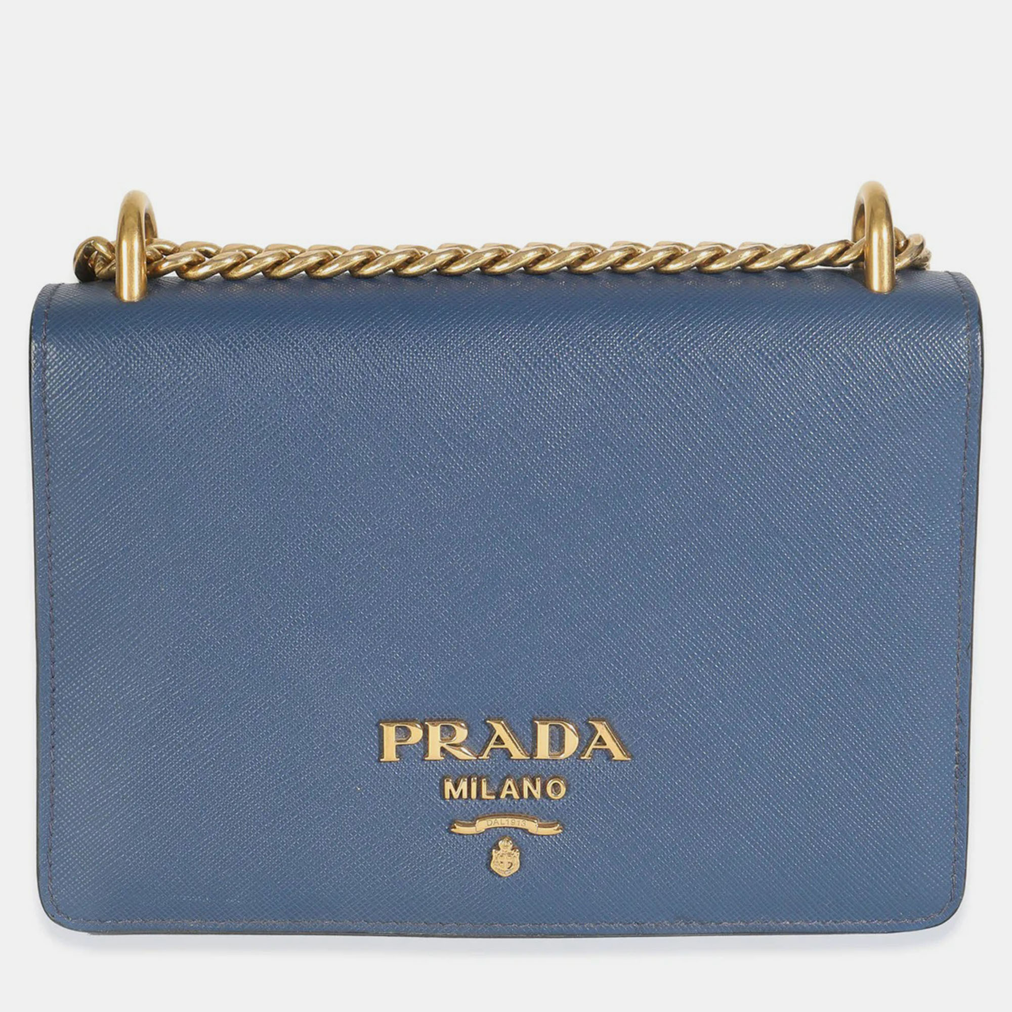 

Prada Bluette Saffiano Lux Mini Chain Bag, Blue