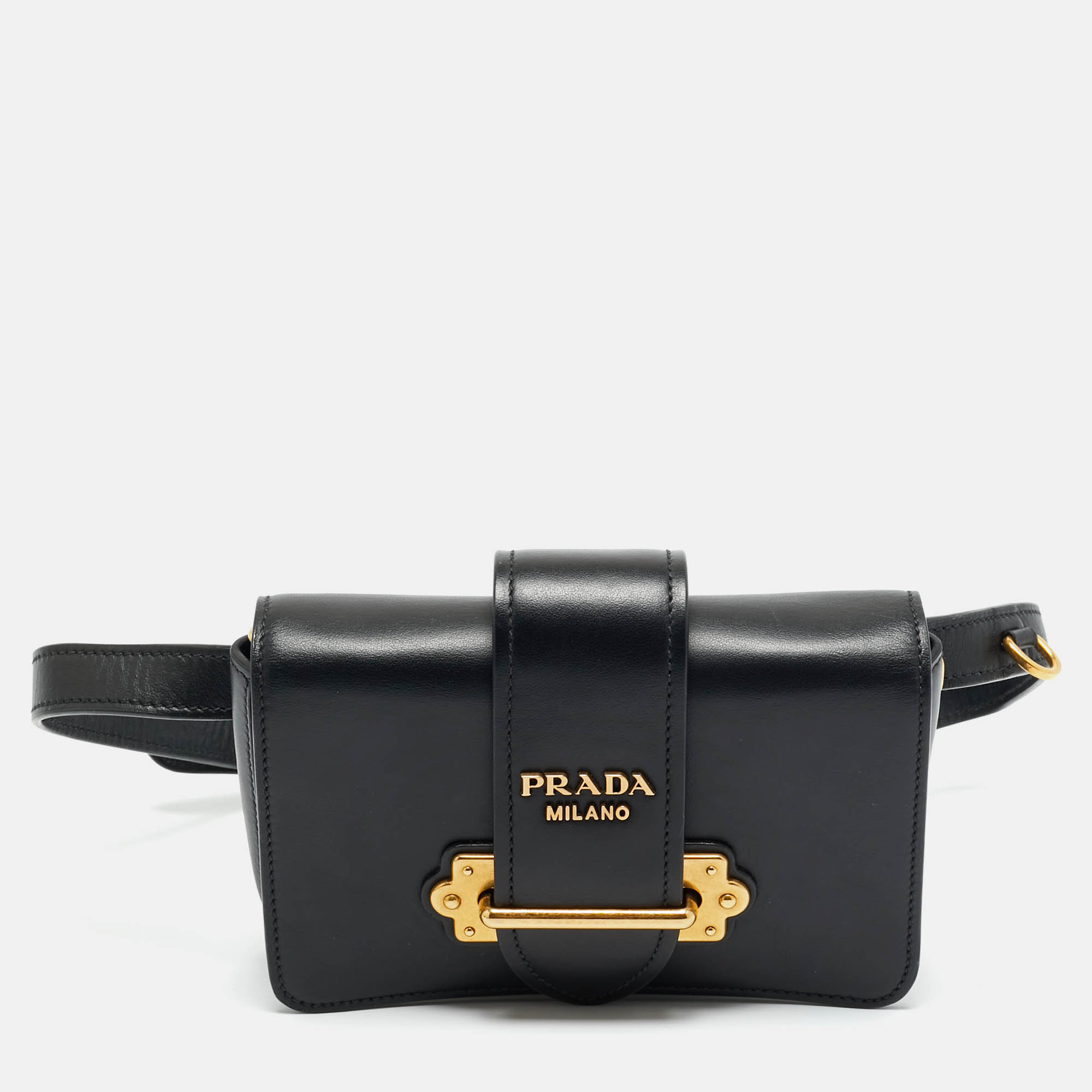 

Prada Black Leather Cahier Convertible Belt Bag