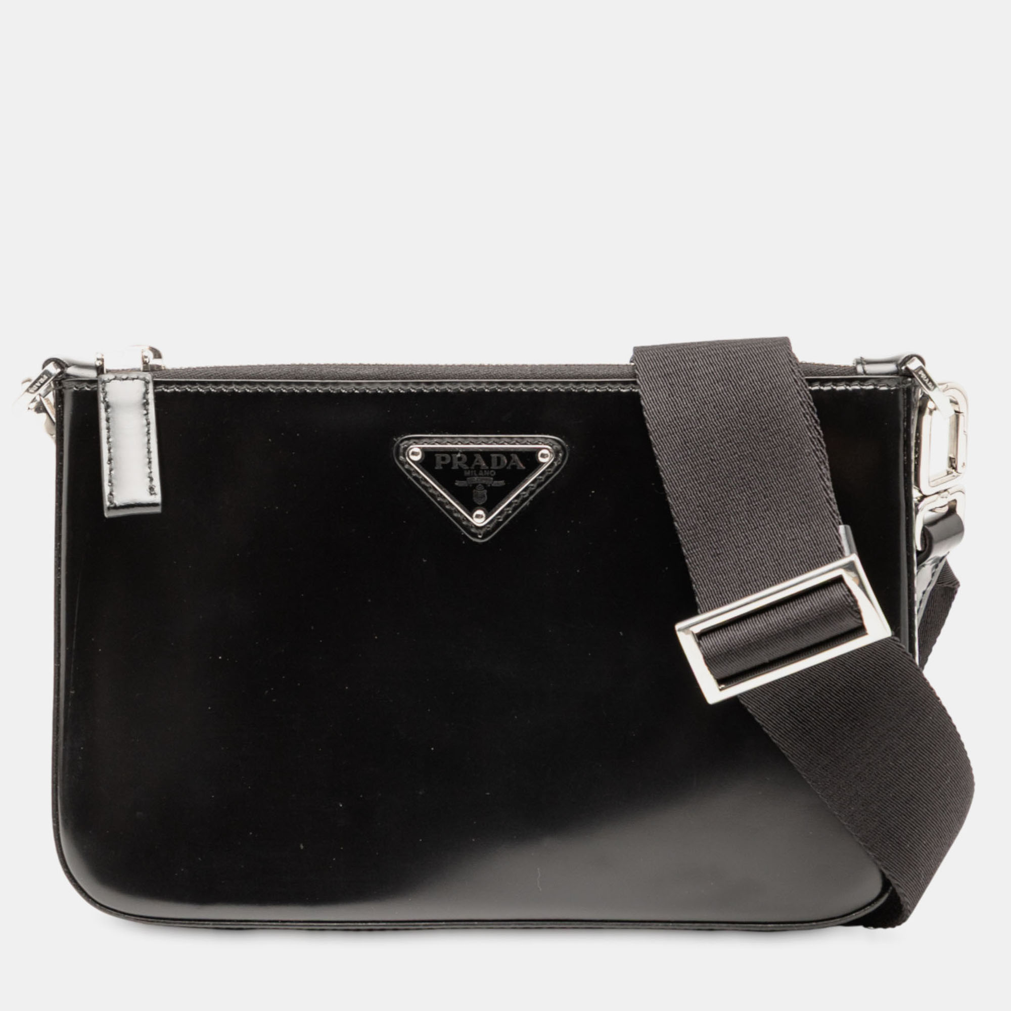 

Prada Black Spazzolato Zip Top Crossbody