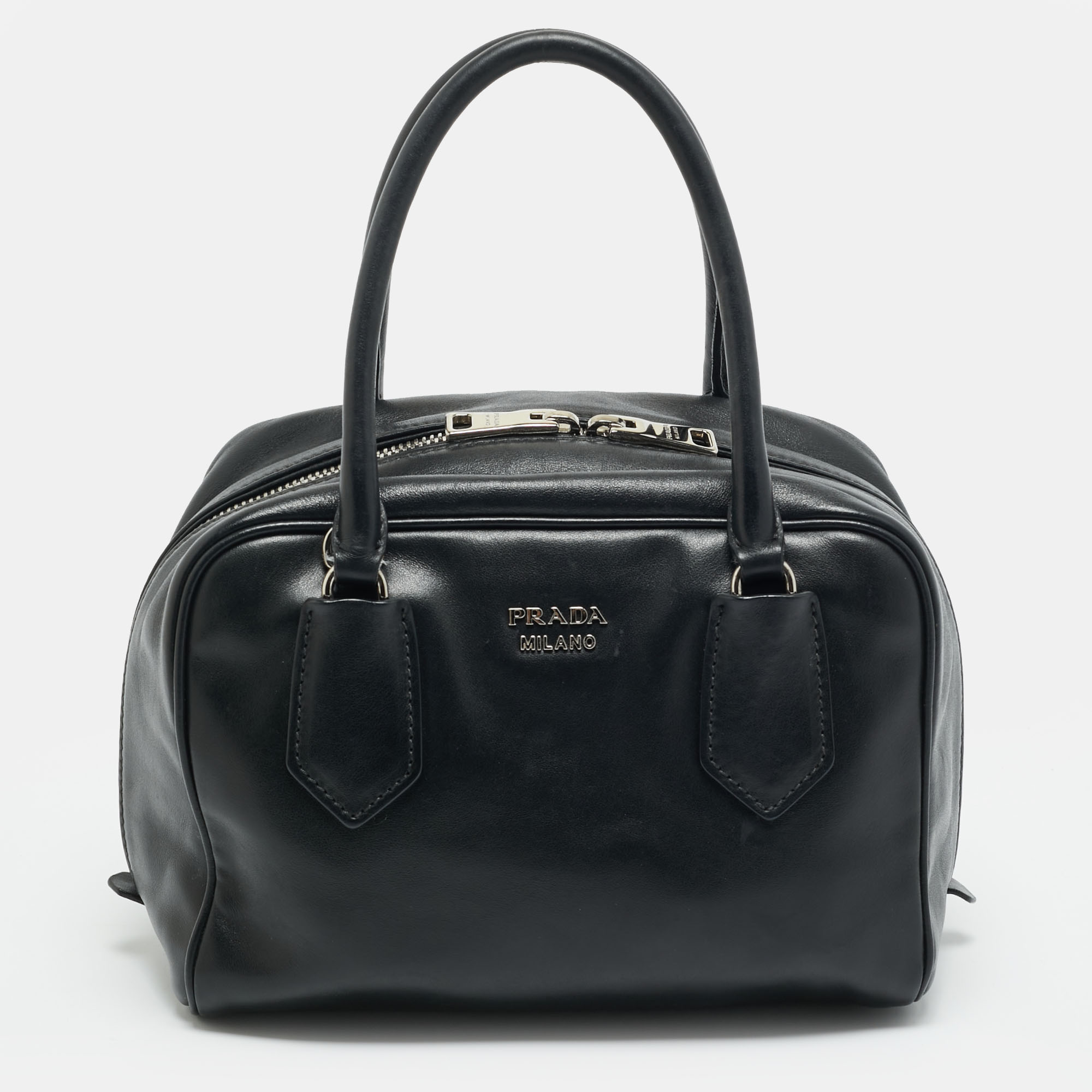 

Prada Inside Bag Small Black Leather Satchel