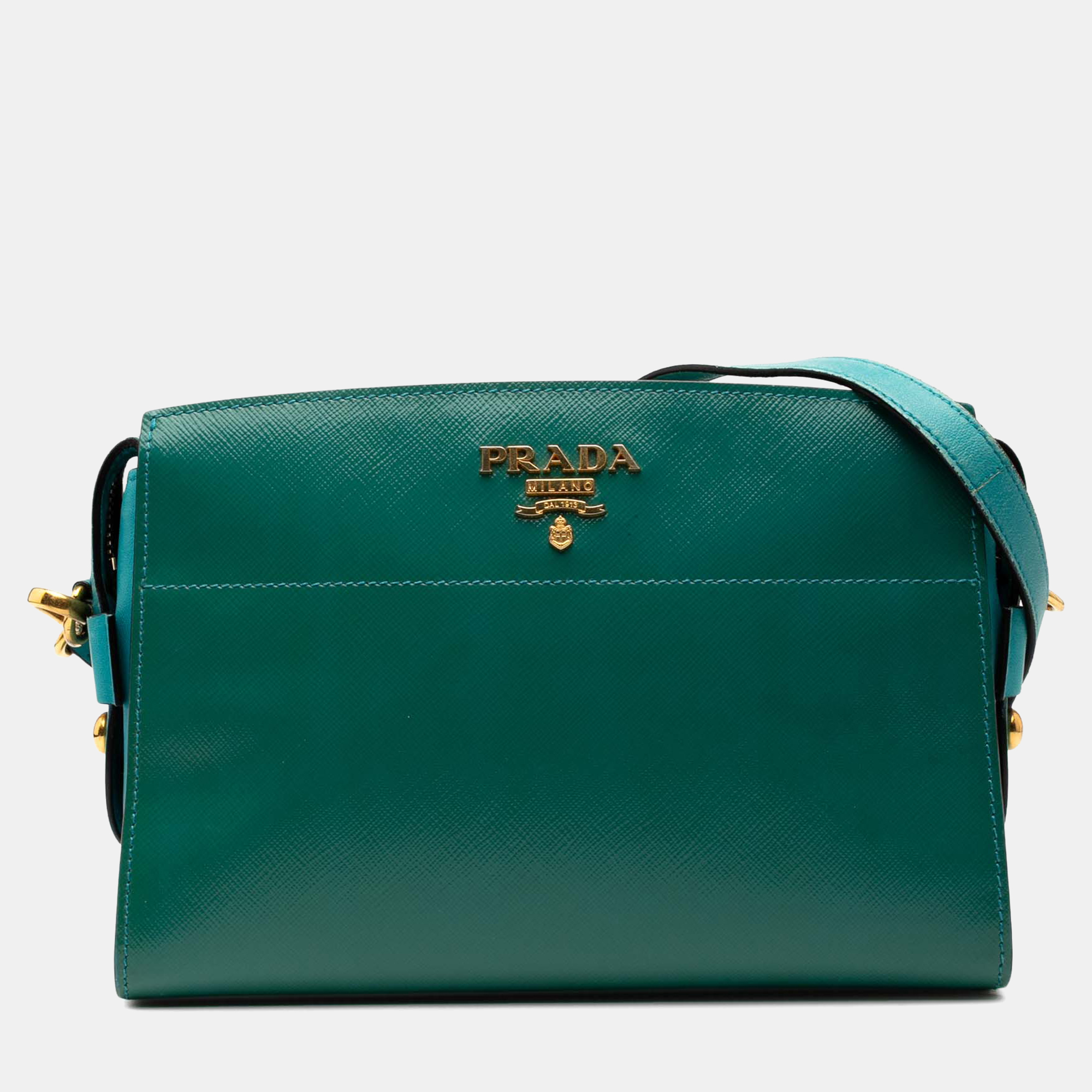 

Prada Blue Green Bicolor Saffiano Vernice Esplanade Crossbody
