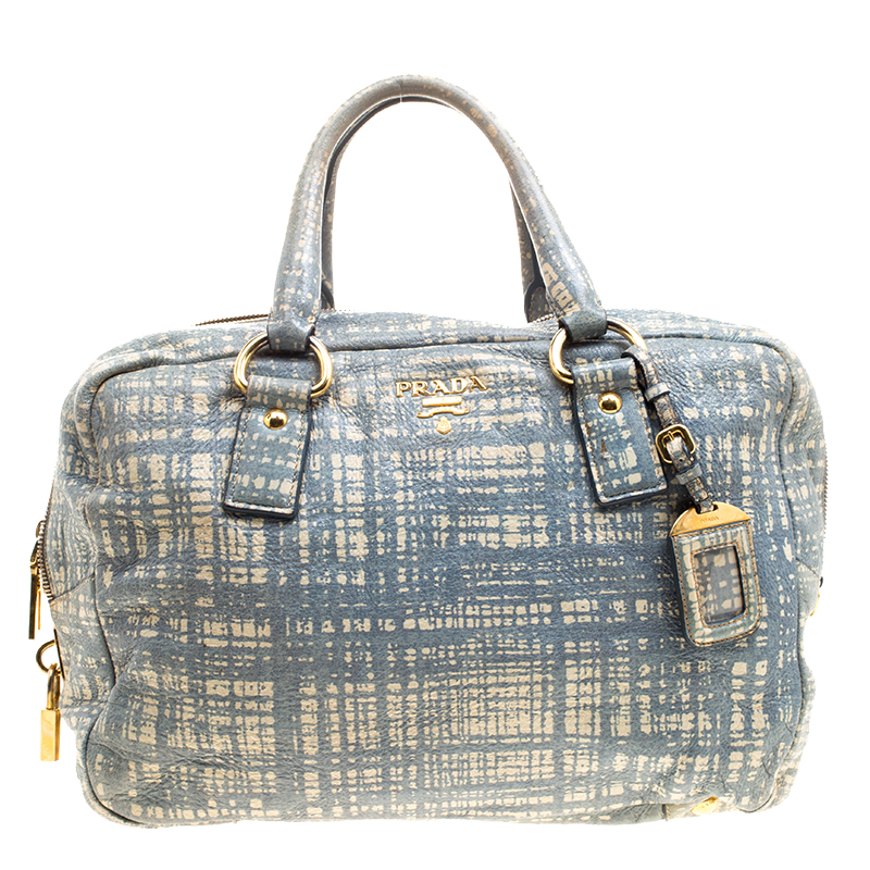 Pre Owned Prada Aquamarine Lux Leather Satchel