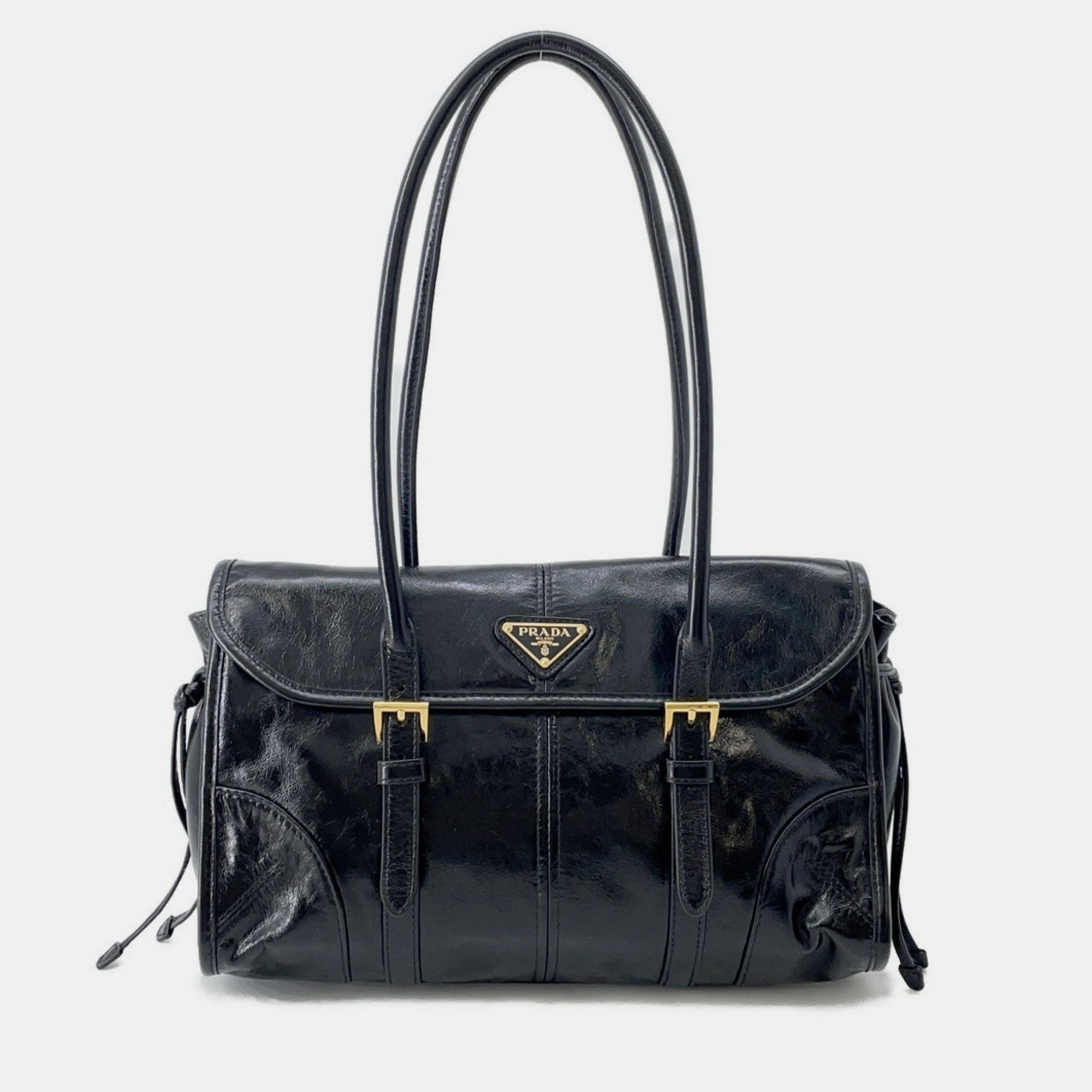 

Prada Medium Leather Shoulder Bag Black