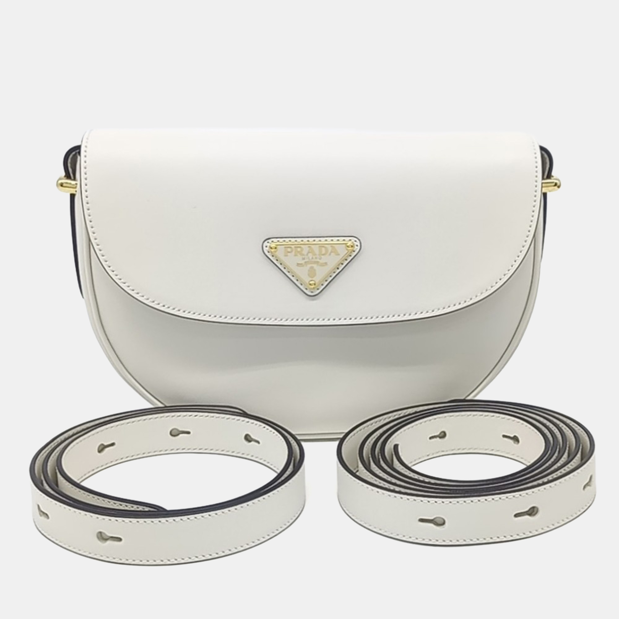

Prada White Leather Arche Flap Shoulder Bag