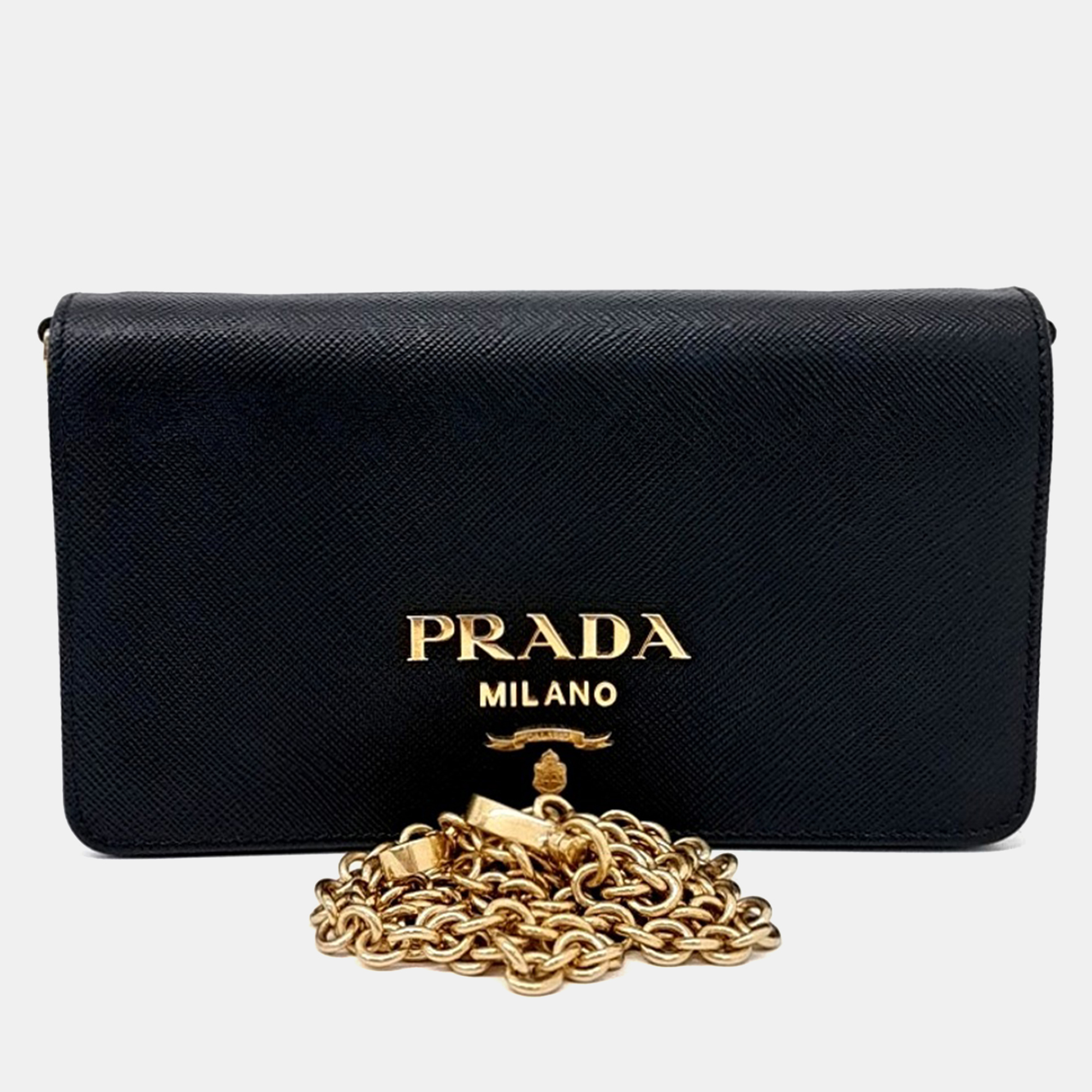 

Prada Black Leather Saffiano Chain Crossbody Bag