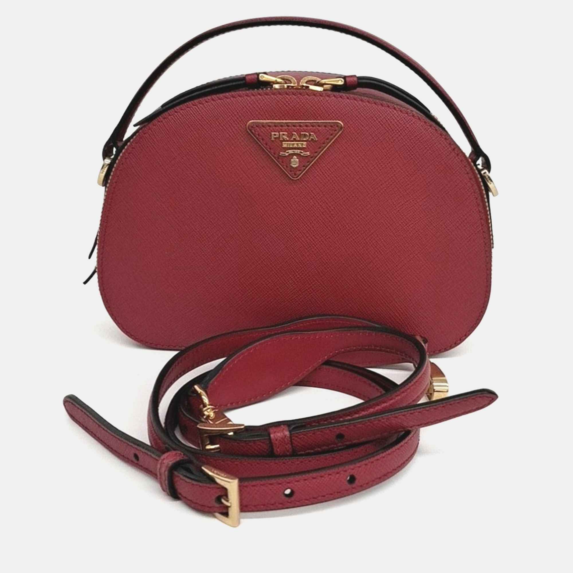 

Prada Red Leather Saffiano Odette Bag