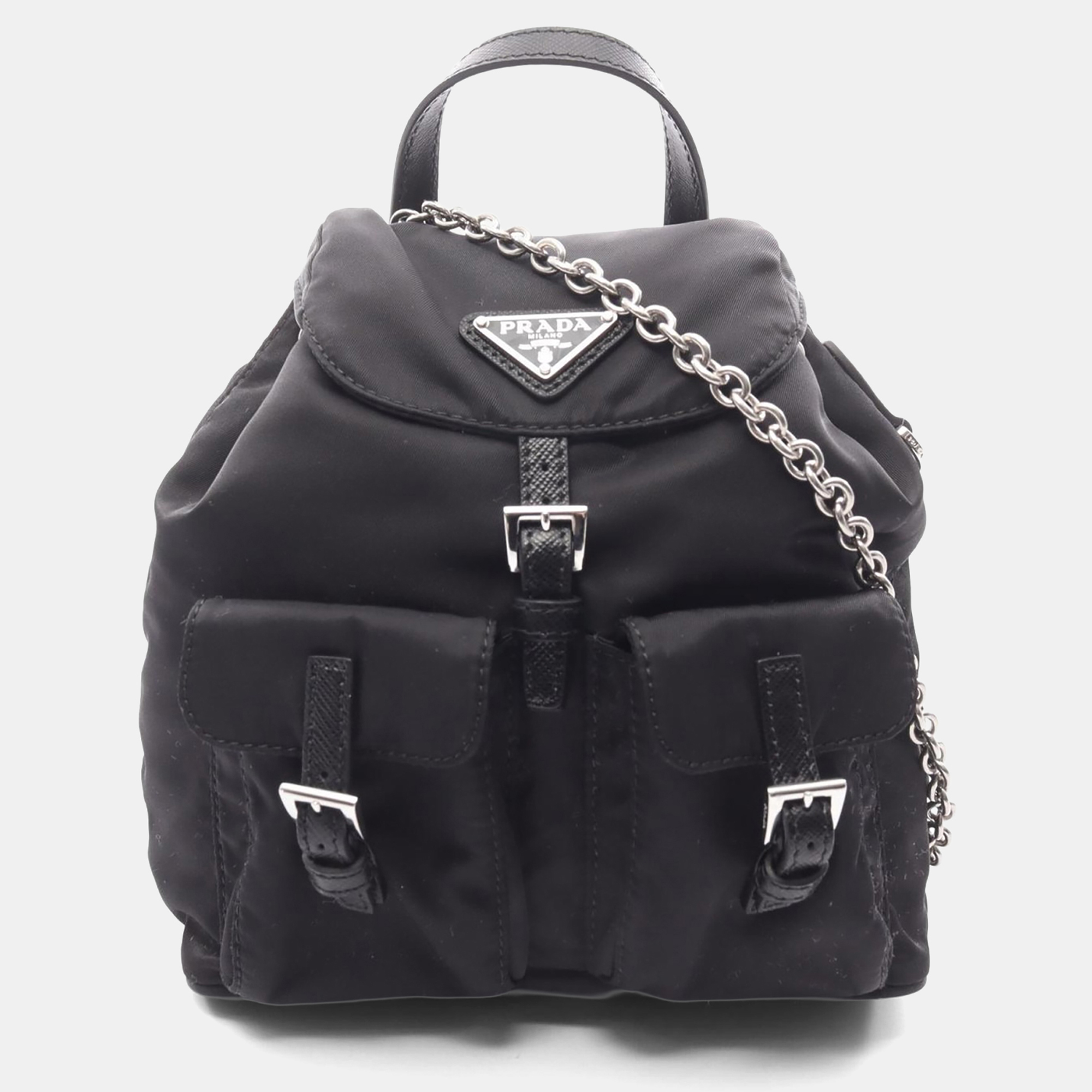 

Prada Chain Black Nylon Saffiano Leather Crossbody Bag